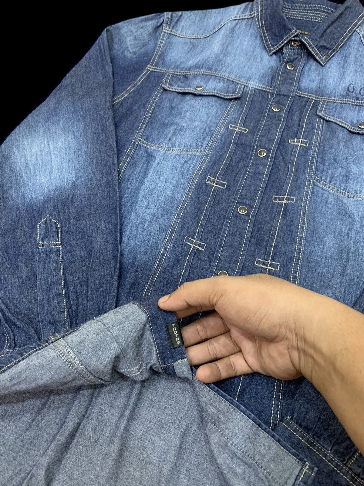 Japanese Brand × Vintage Homme 291295 pearl snap denim shirt Size US M / EU 48-50 / 2 - 6 Thumbnail