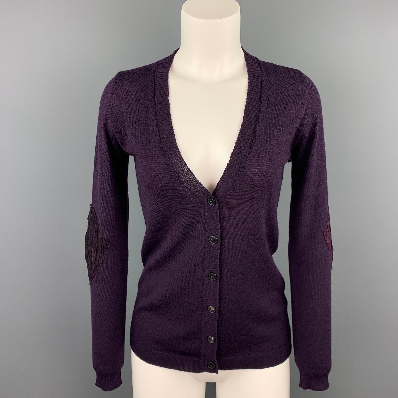 Other PERESTESO 6 Purple Knitted Argyle Virgin Wool Blend Cardigan Size M / US 6-8 / IT 42-44 - 1 Thumbnail