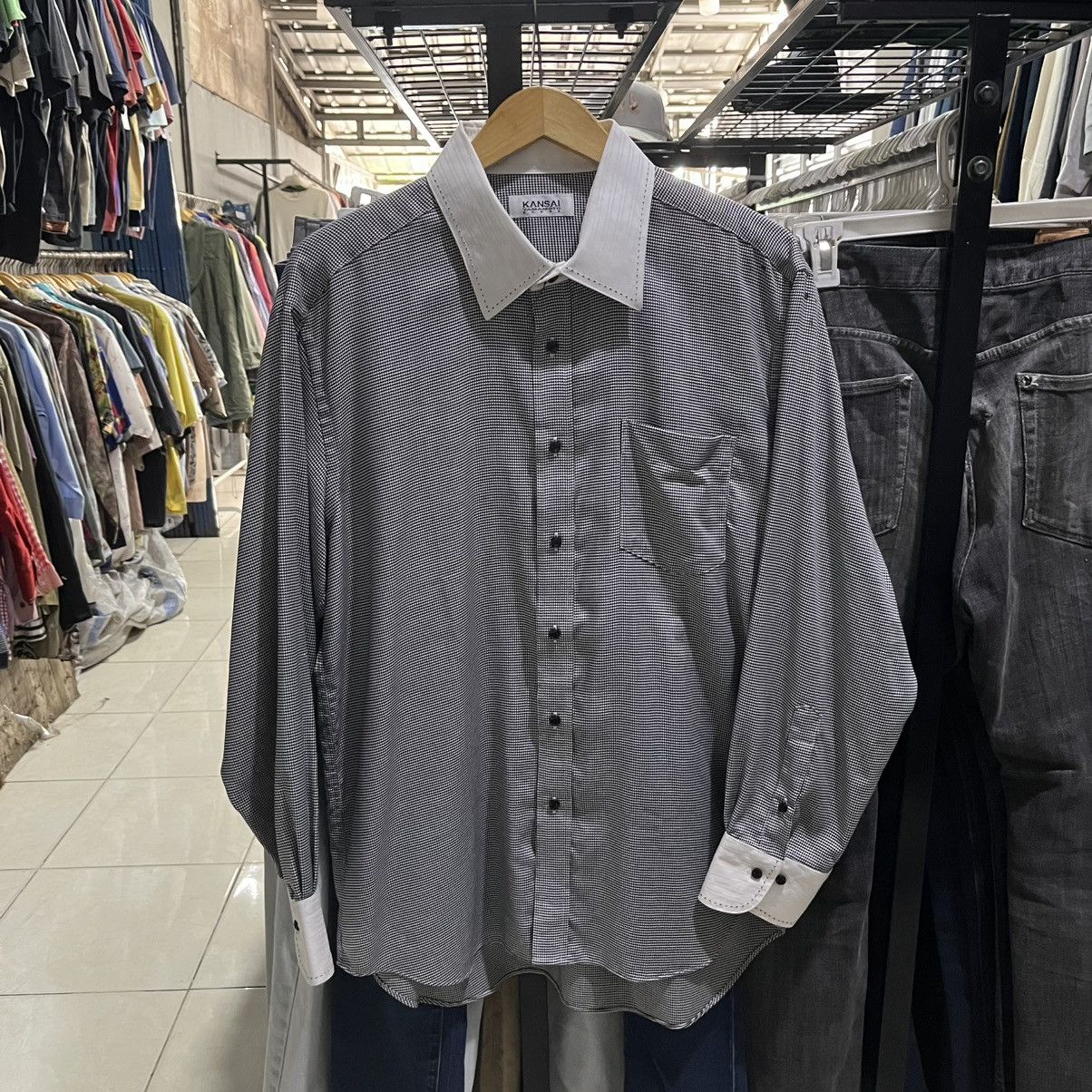 Kansai Yamamoto Kansai yamamoto Gingham Button Long Sleeve Size US XL / EU 56 / 4 - 1 Thumbnail