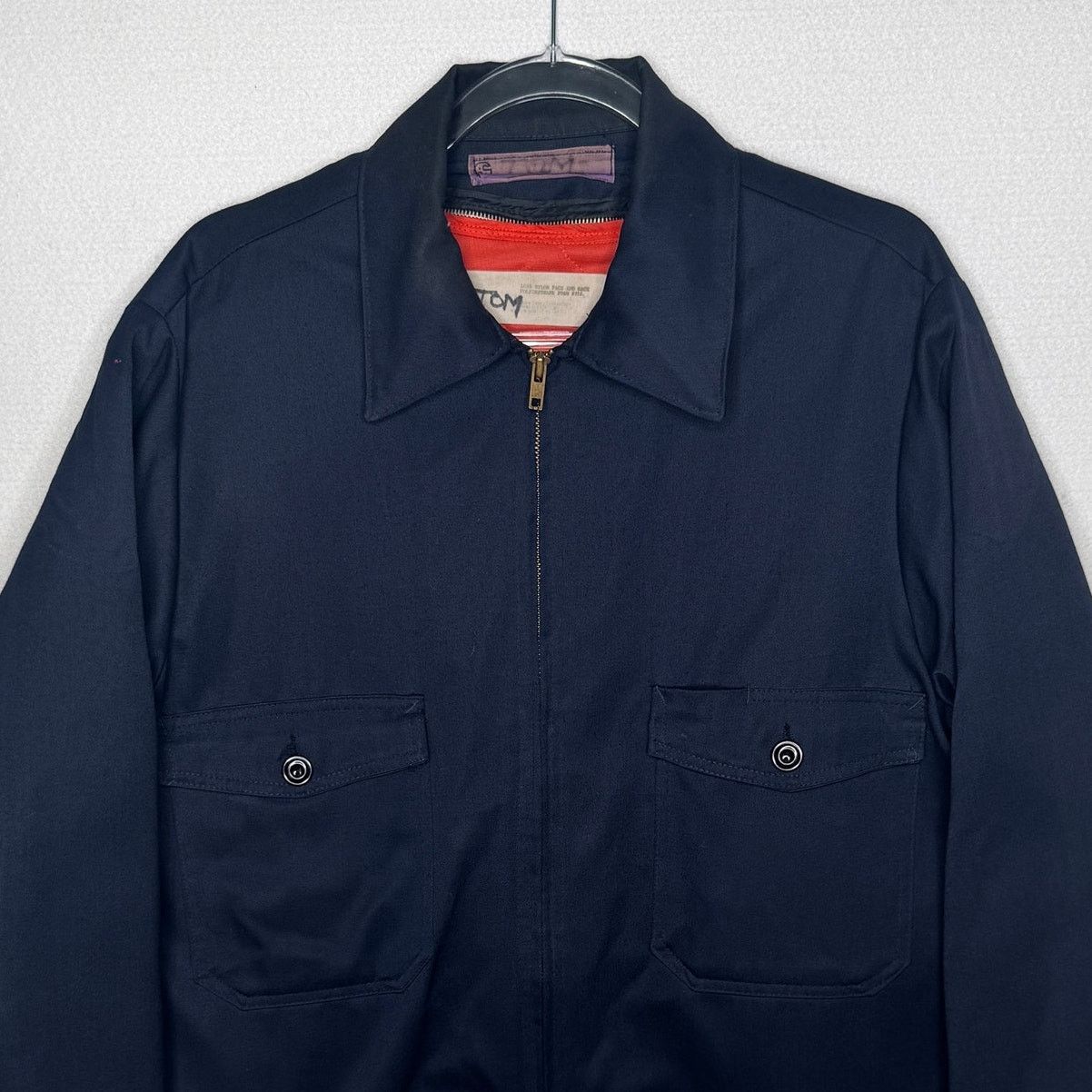 Vintage 1980s Navy Workwear Jacket Removable Orange Liner Men’s L Size US L / EU 52-54 / 3 - 3 Thumbnail