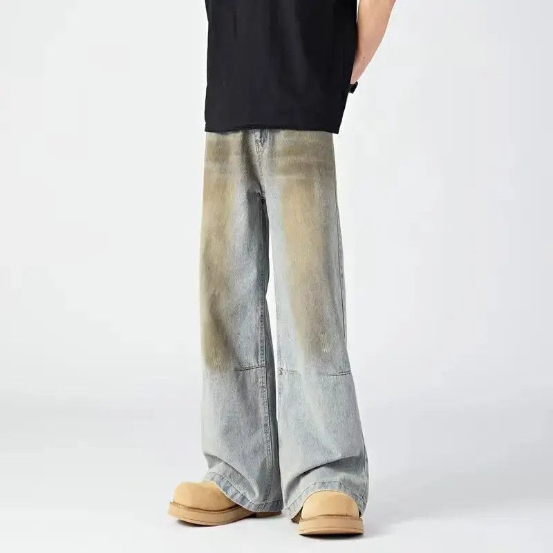 Japanese Brand Retro loose wide leg dirty dyed jeans Size US 32 / EU 48 - 2 Thumbnail