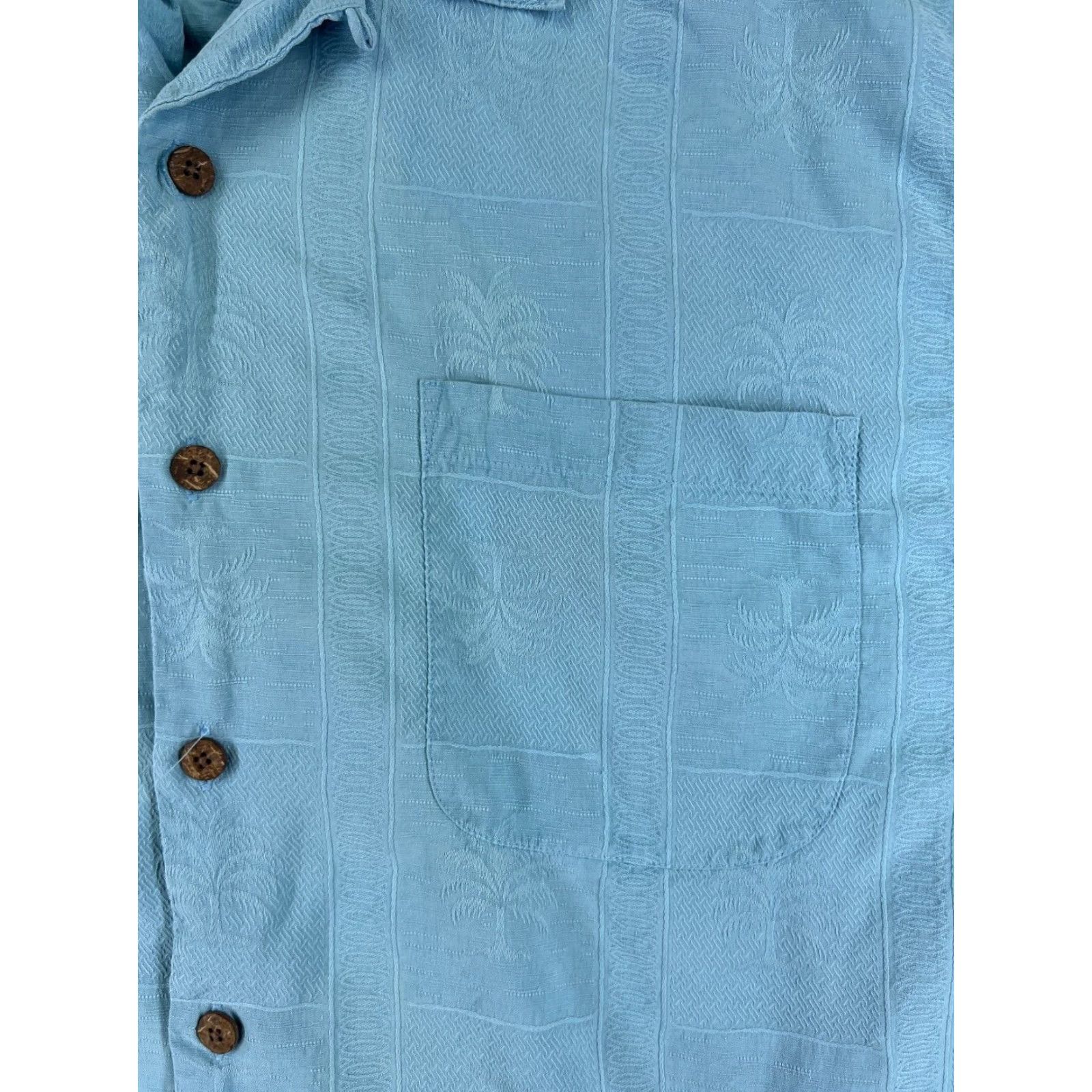Tommy Bahama Tommy Bahama Shirt Geometric Palm Tree Pattern Men Large Blue 100% Silk READ Size US L / EU 52-54 / 3 - 6 Thumbnail