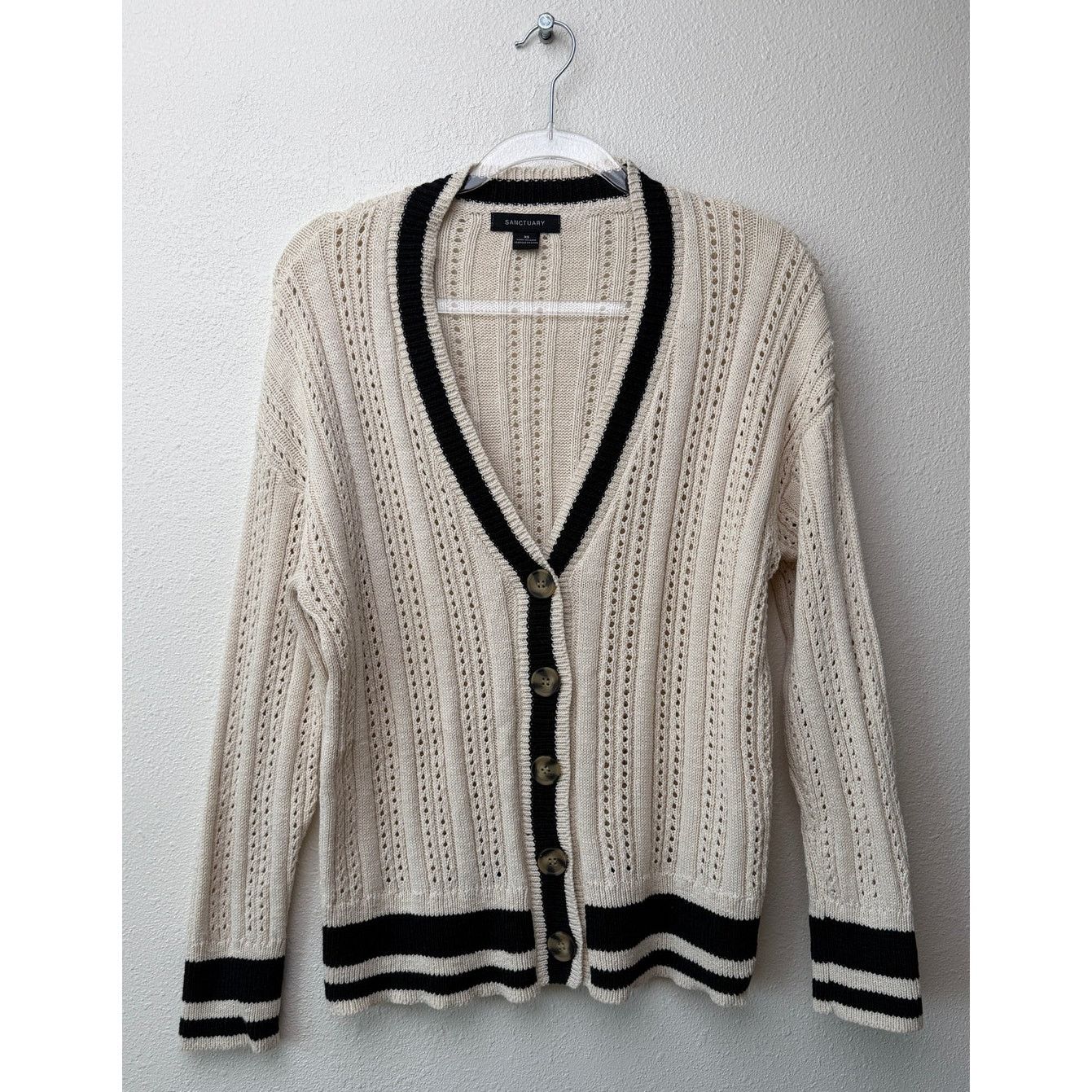 Sanctuary Sanctuary Sport Stripe Cream Black Cardigan US XS Size XS / US 0-2 / IT 36-38 - 4 Thumbnail