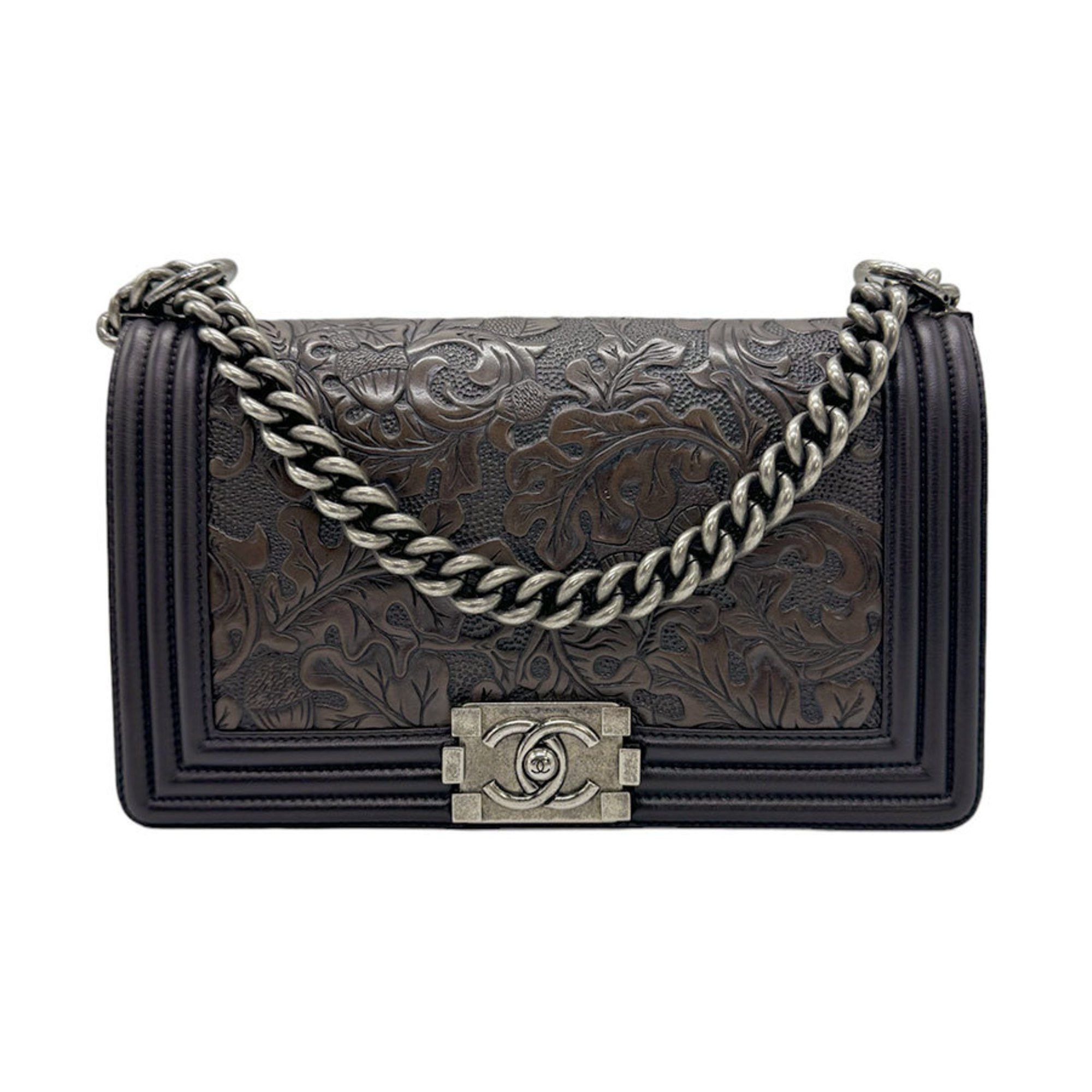 image of Chanel Shoulder Bag Boy Chanel Leather Brown Women's Z0533