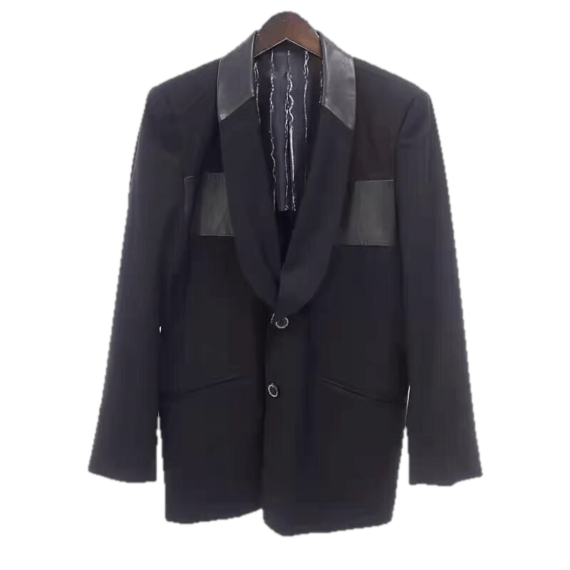 Roen Black Blazer-Style Jacket with Leather Accents Size US L / EU 52-54 / 3 - 1 Thumbnail