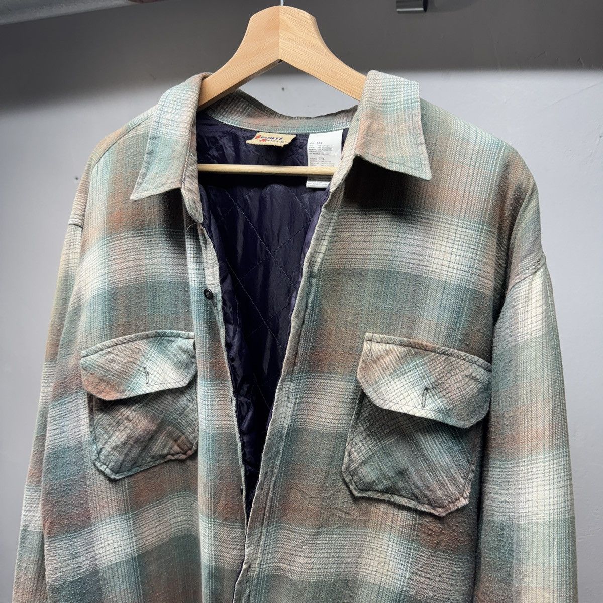 Vintage Thrashed Faded Plaid Quilted Flannel Jacket Shirt ERD Grunge Size US XL / EU 56 / 4 - 3 Thumbnail