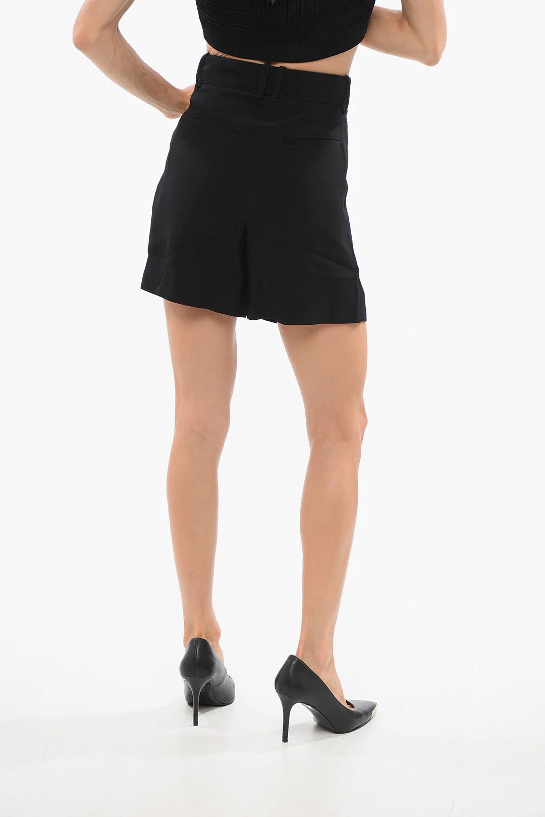 Balmain og1mm0326 High-Waisted Solid-Colored Short in Black Size 40" / US 18 - 2 Thumbnail