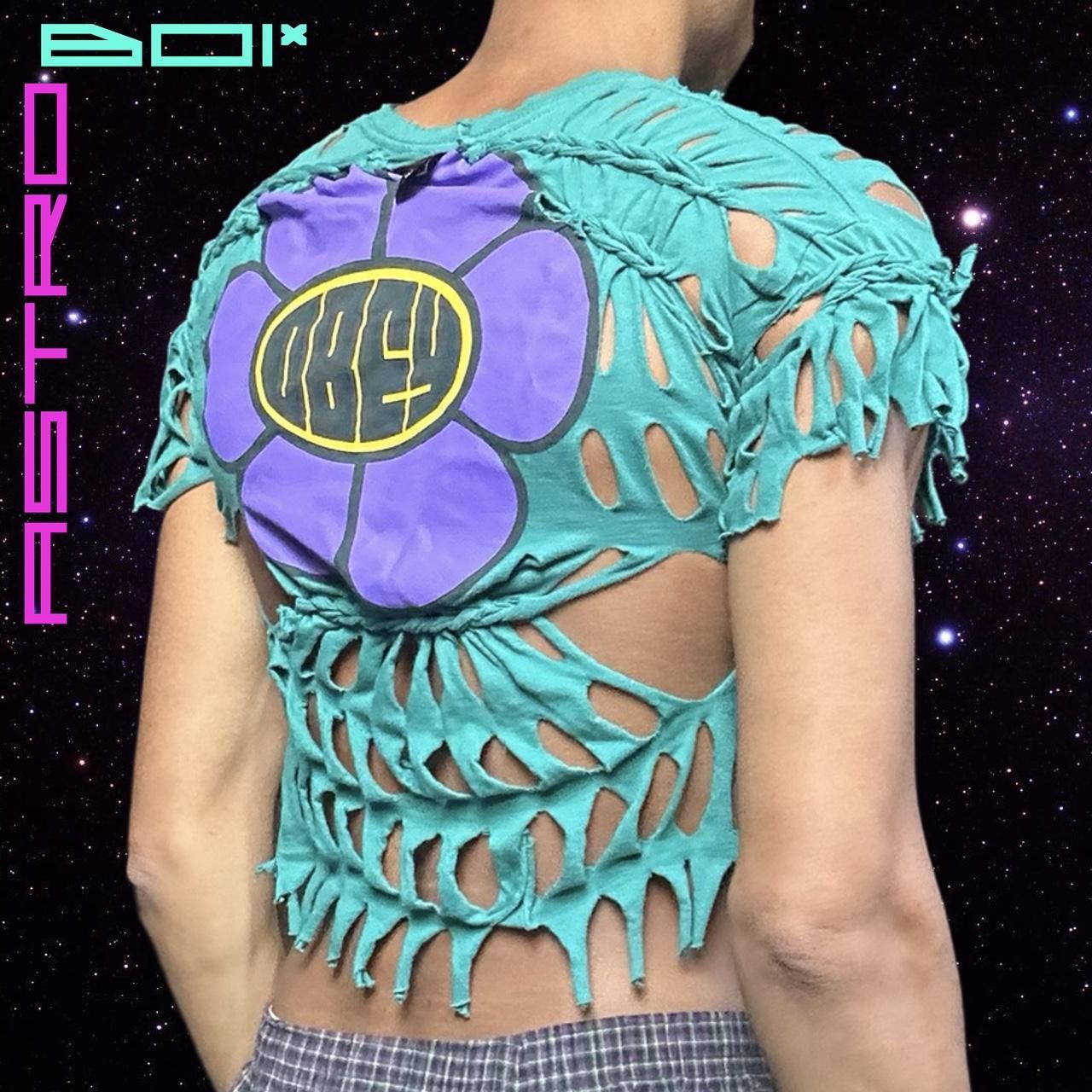 Obey ASTROBOI* OBEY GREEN BRAIDED FLORAL CROPPED TOP _ SMALL Size US S / EU 44-46 / 1 - 4 Thumbnail