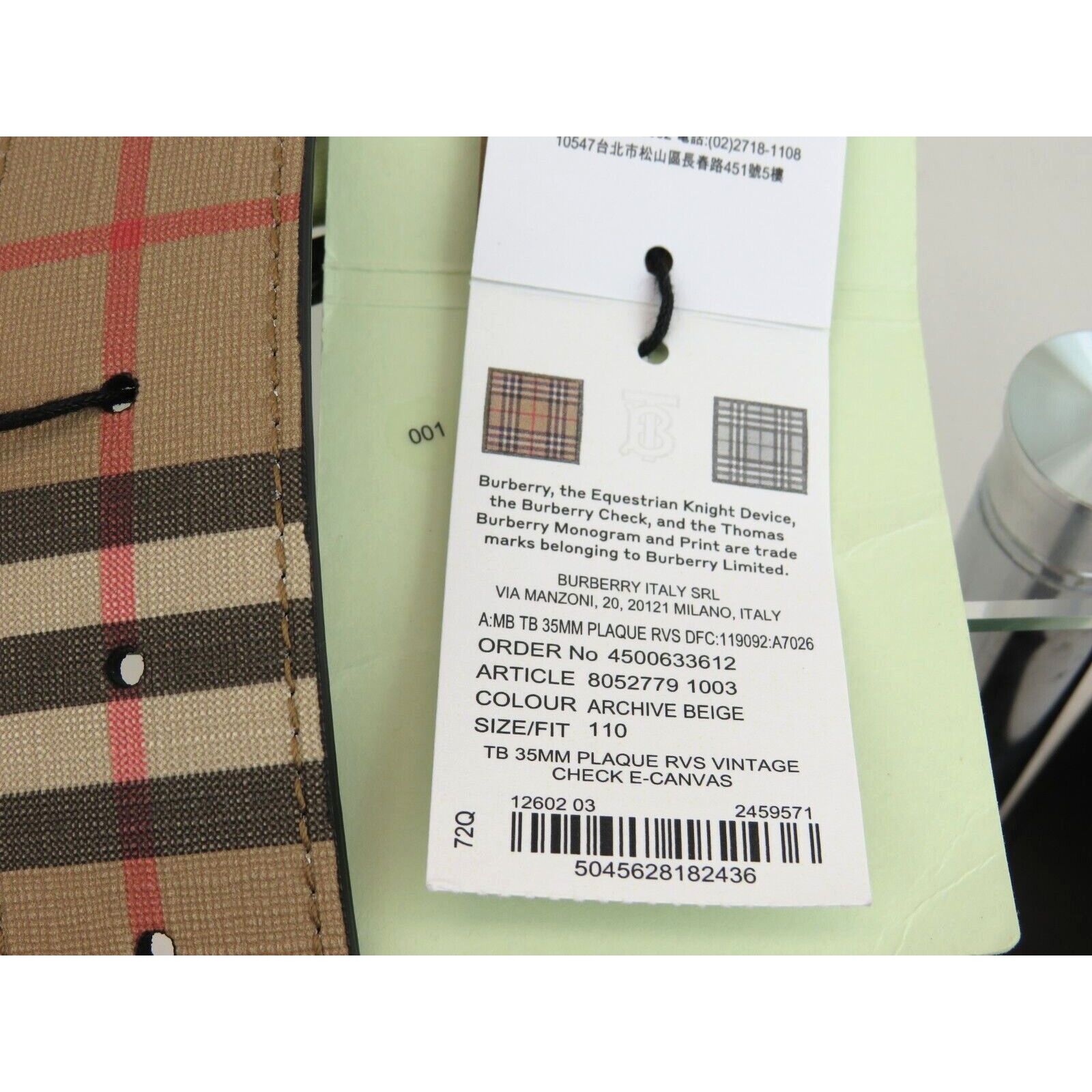 Burberry TB 35 BEIGE CHECK BLACK LEATHER REVERSIBLE LOGO BELT 90/36 Size 36 - 13 Thumbnail