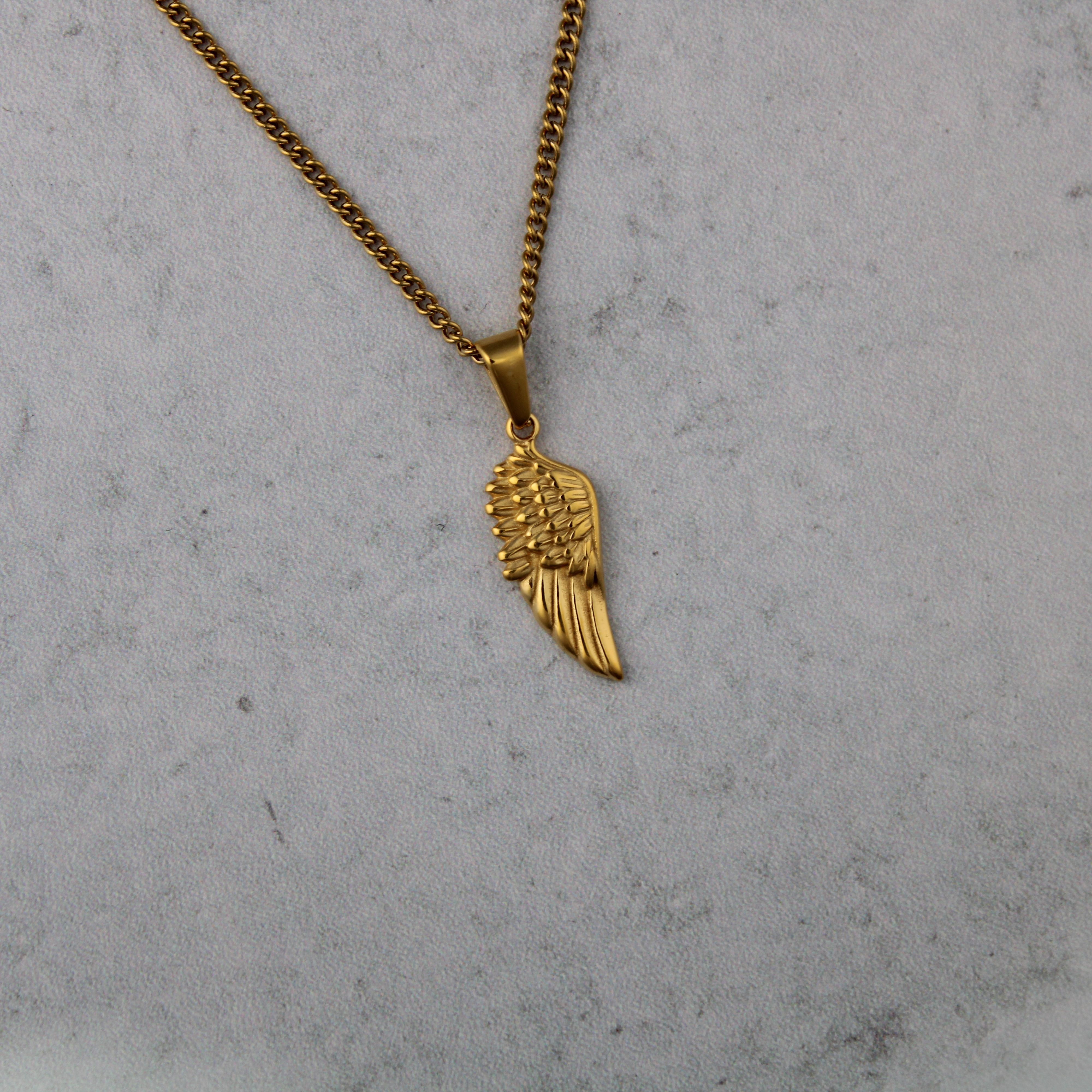 Jewelry Gold Wing Pendant Chain Necklace Size ONE SIZE - 4 Thumbnail