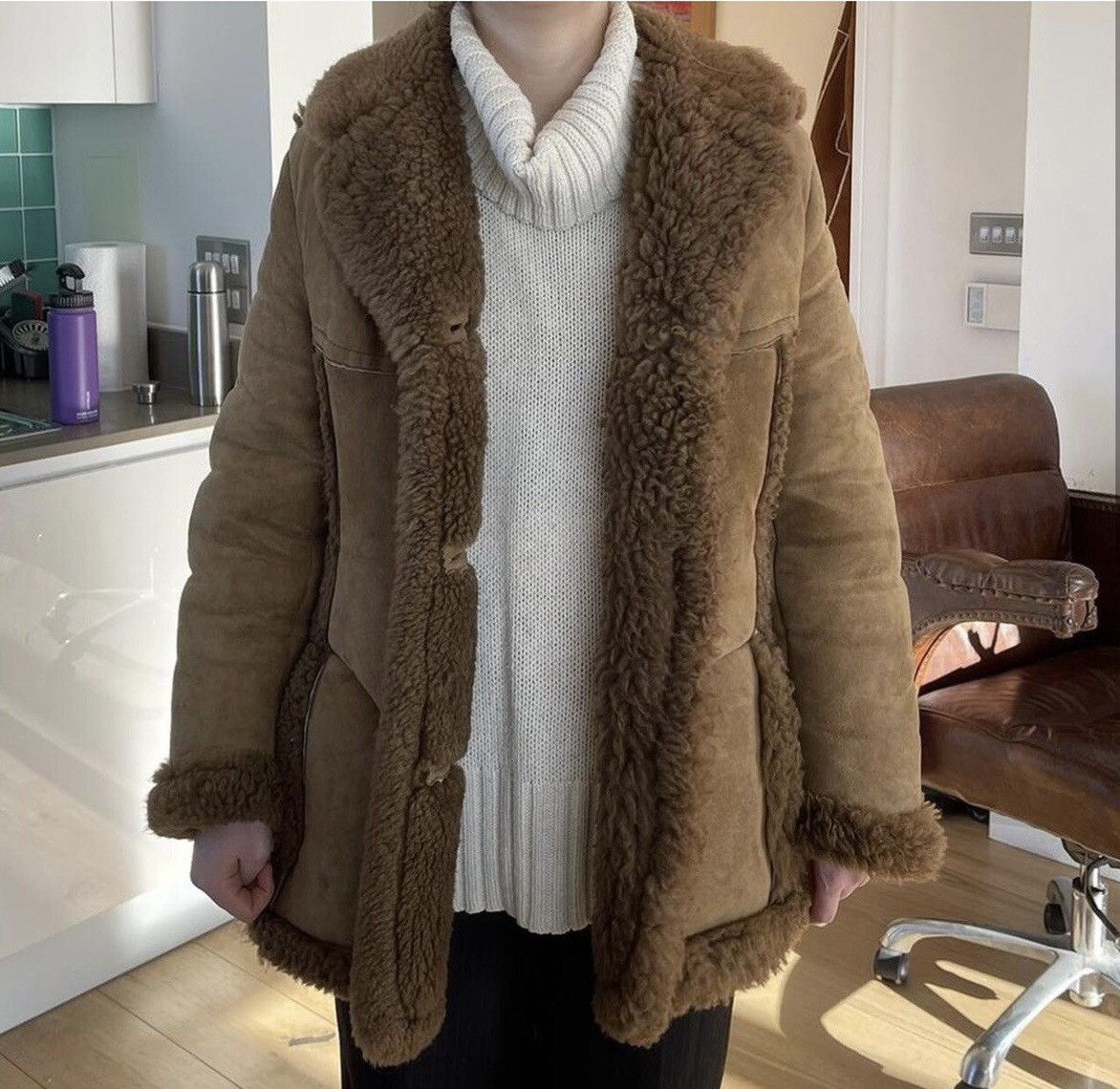 Japanese Brand Vintage Real Leather Sheepskin Fur Coat Made in Spain Size M / US 6-8 / IT 42-44 - 9 Thumbnail