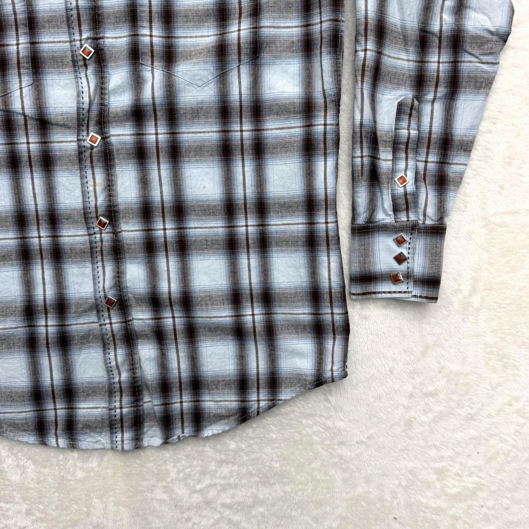 Vintage VINTAGE B&D by Panhandle Slim Shirt Mens Medium Blue Plaid Western Pearl Snap Shirt Size US M / EU 48-50 / 2 - 7 Thumbnail
