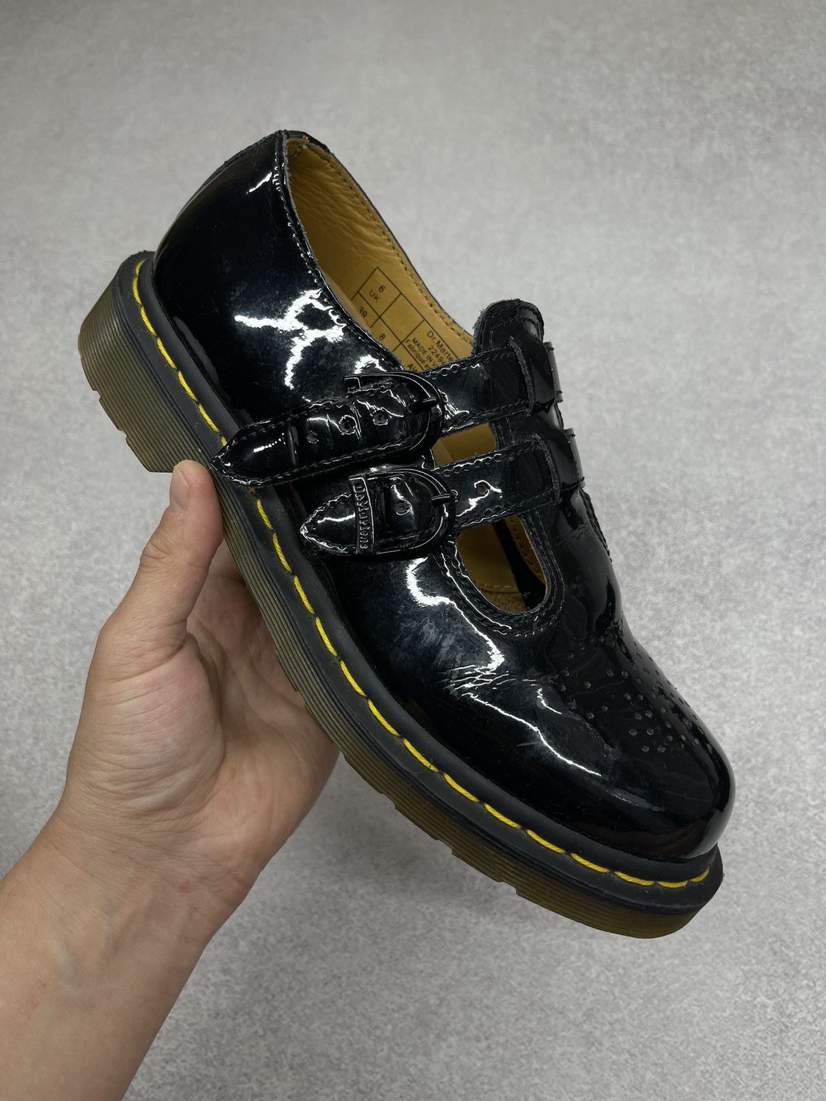 Women Dr Martens Mary Jane Double Strap Black Leather 22494 Shoes (Size 8)