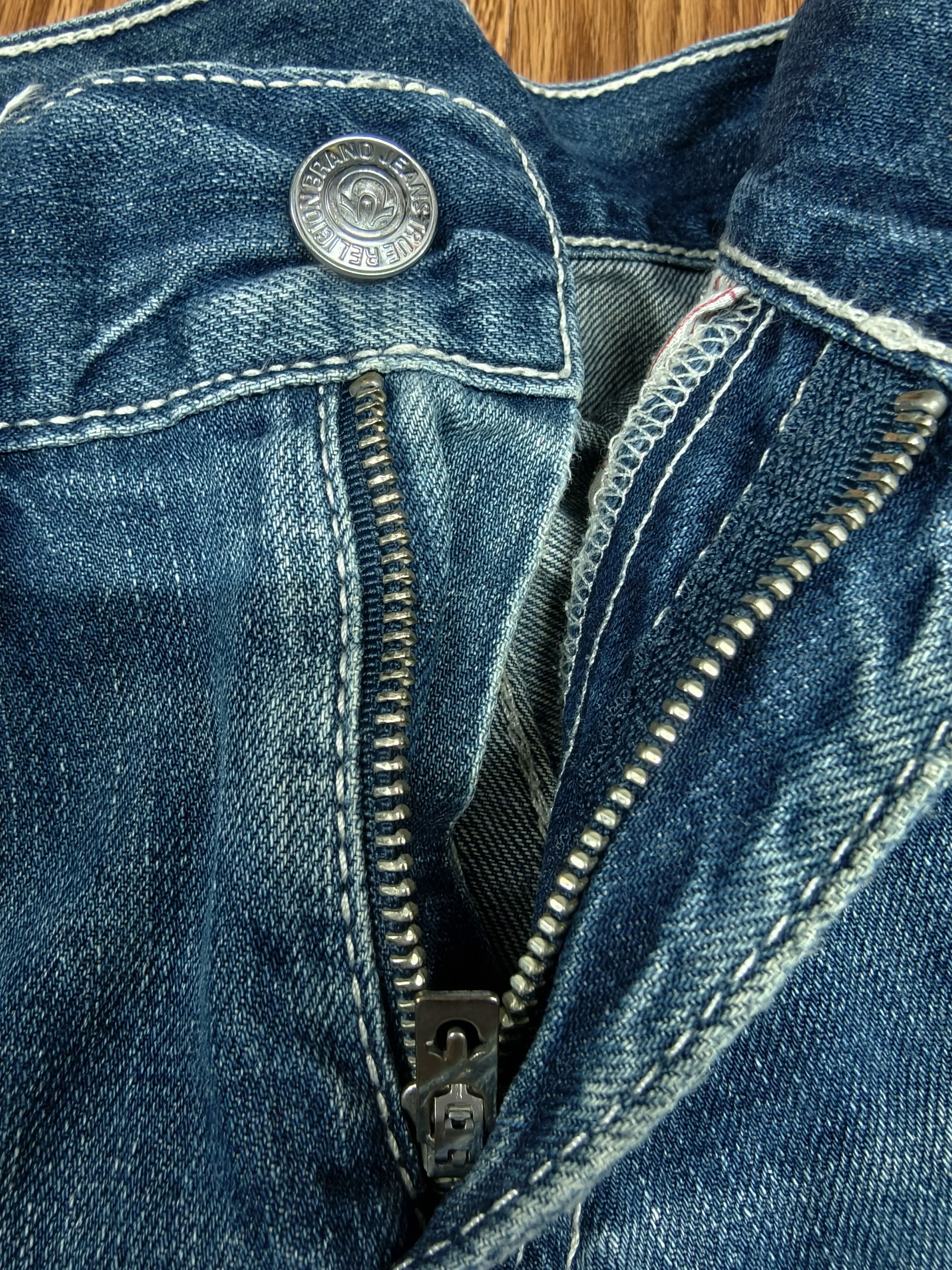 True Religion Y2K True Religion Boot Cut White Stitch Super T Flares 2000s Size US 31 - 7 Thumbnail