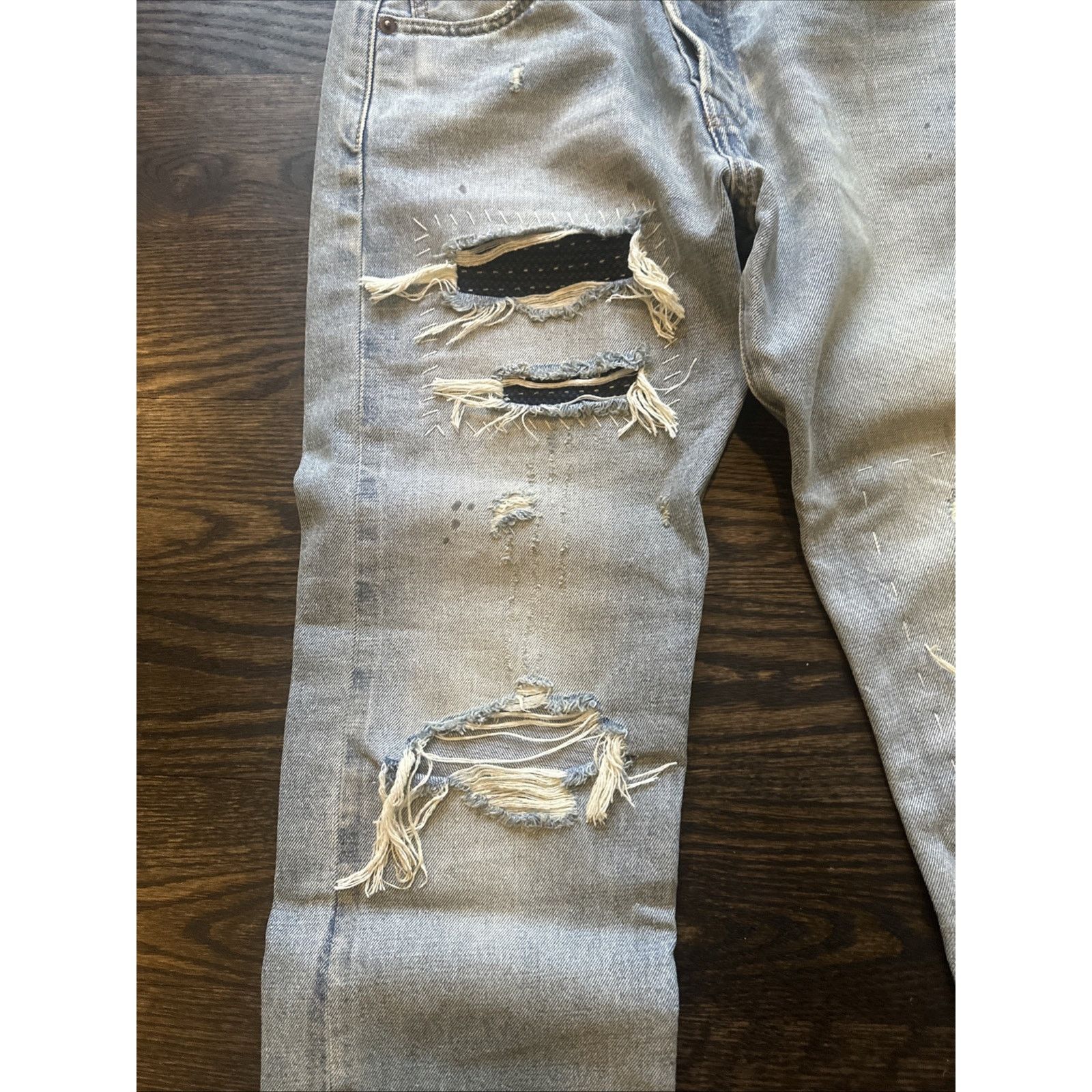 Levi's Levi's 501 Selvedge Sashiko Denim Jeans 29x30 Distressed Size US 29 - 2 Thumbnail