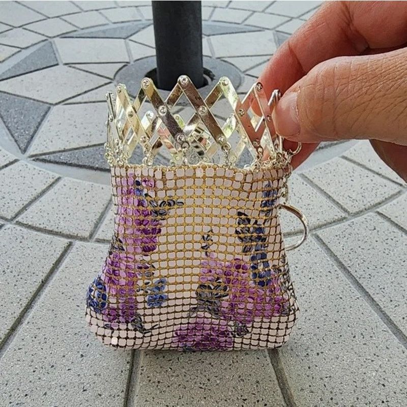 Designer Whiting & Davis Mesh Chainmail Floral Art Deco Coin Purse Size ONE SIZE - 6 Thumbnail