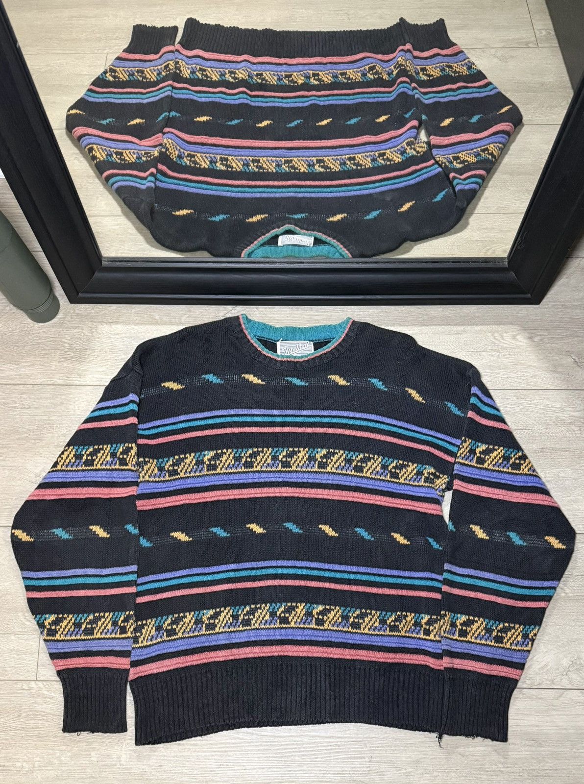 Coogi Vintage 1990s Method Coogi Styled Cardigan Sweater Size US L / EU 52-54 / 3 - 1 Thumbnail