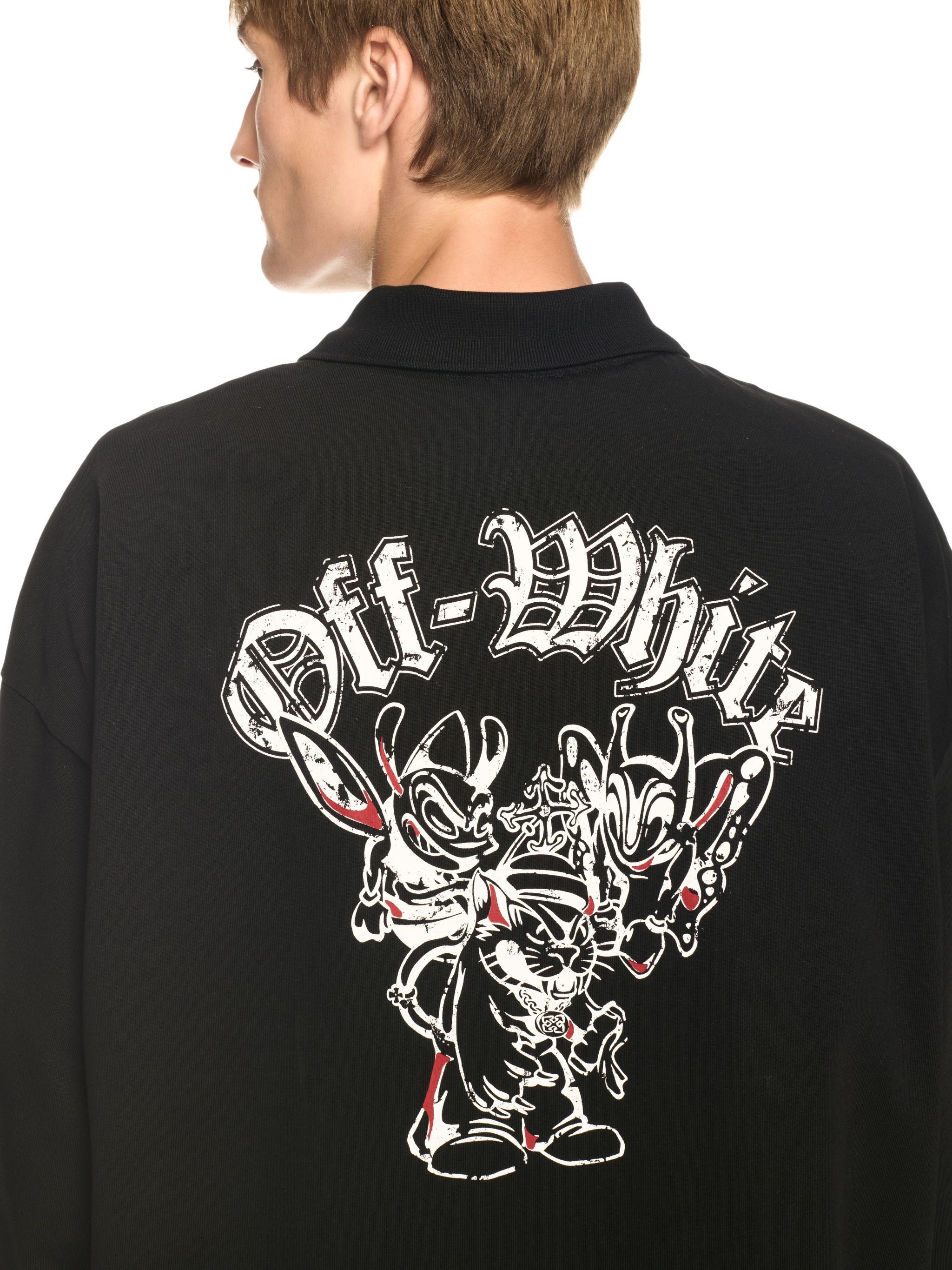 Off-White Black Gang Print Logo Oversized Polo Size US XXL / EU 58 / 5 - 2 Thumbnail