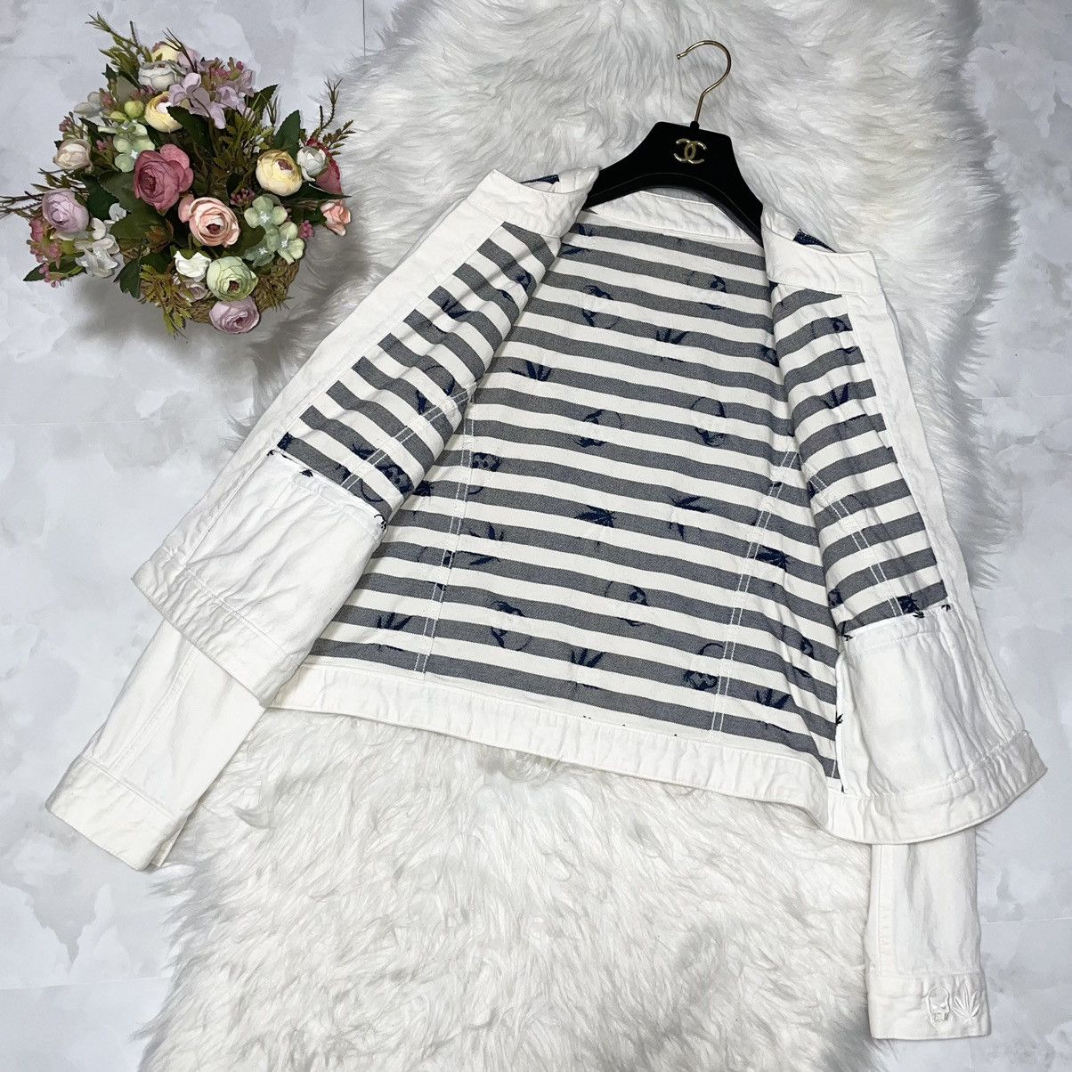 Lucien Pellat-Finet Lucien Pellat-Finet Skull & Hemp Striped Denim Jacket M Size M / US 6-8 / IT 42-44 - 10 Thumbnail