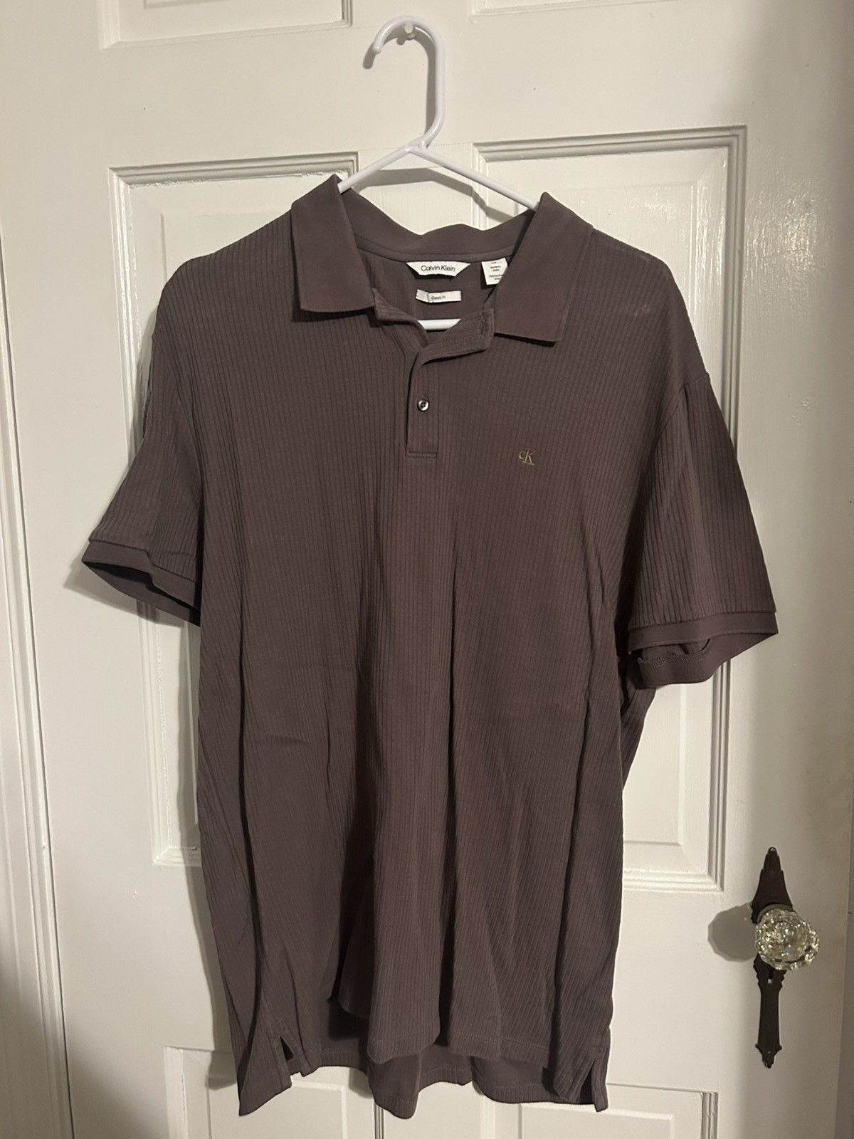 Calvin Klein Calvin Klein Purple/brownish Ribbed Polo Size US L / EU 52-54 / 3 - 1 Thumbnail