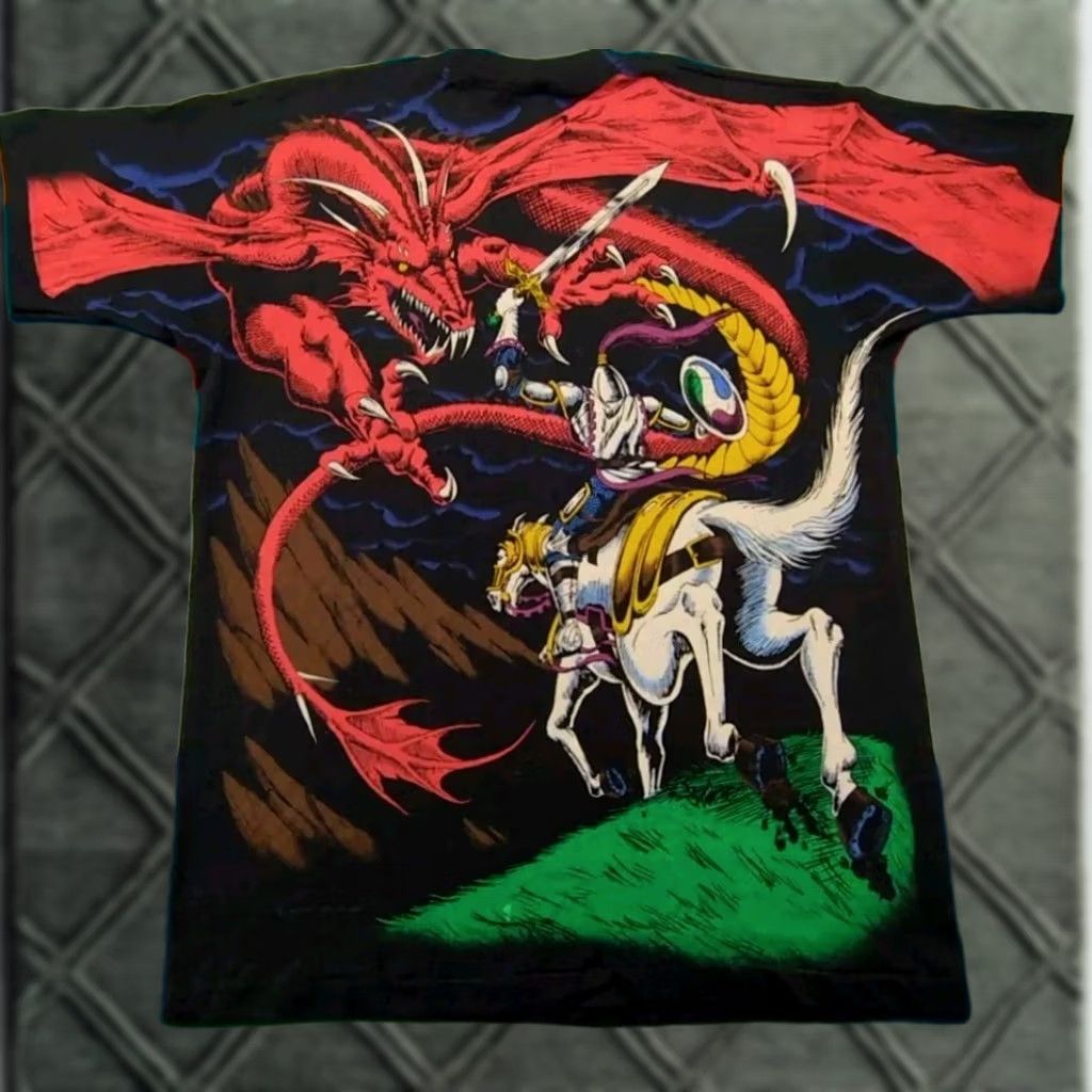 Liquid Blue VINTAGE Liquid Blue Dragon Knight Shirt 1993 USA Made Single Stitch Deadstock XL Size US XL / EU 56 / 4 - 1 Thumbnail