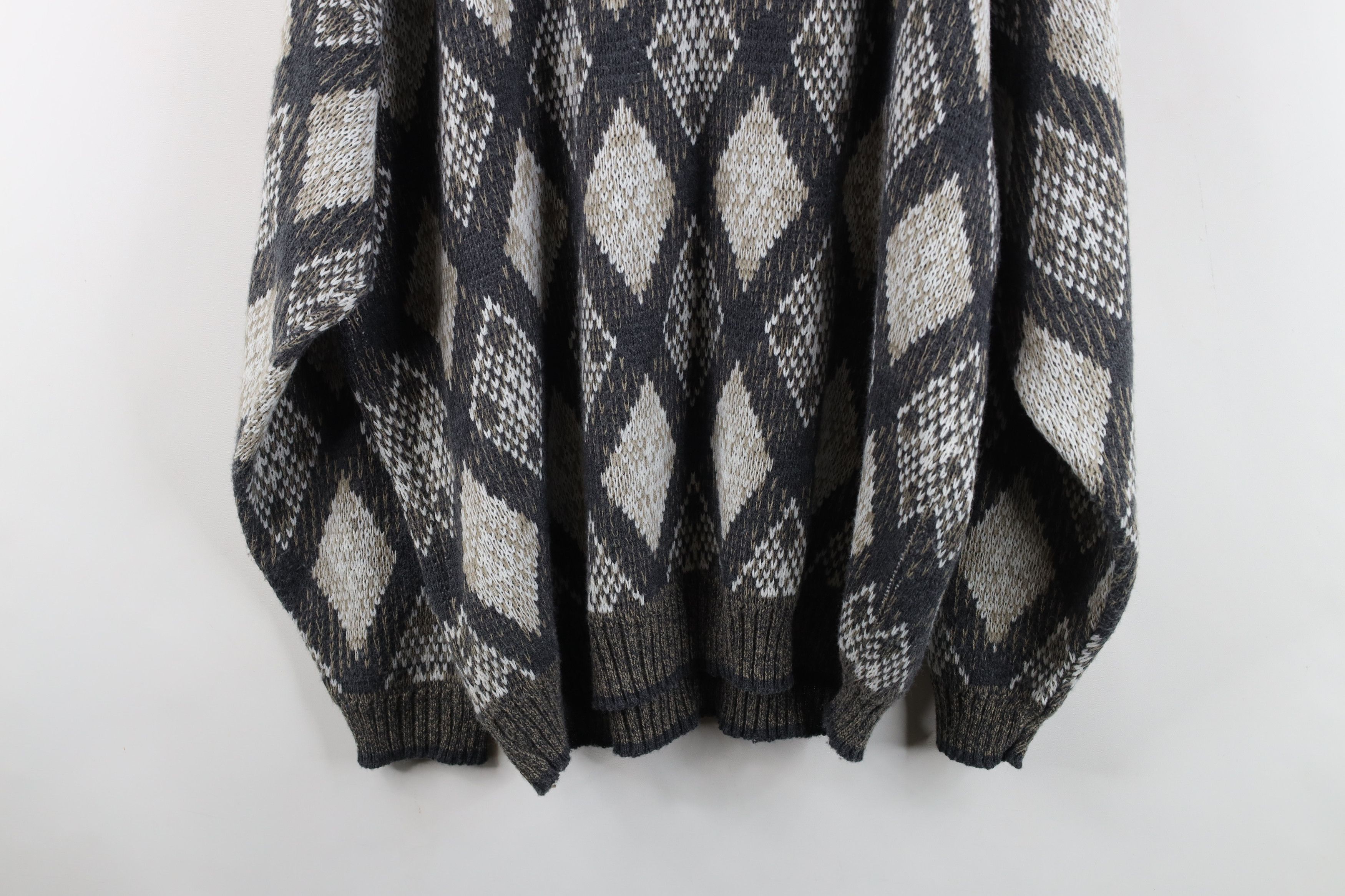 Vintage Vintage 90s Streetwear Argyle Diamond Knit Collared Sweater Size US XXL / EU 58 / 5 - 12 Thumbnail