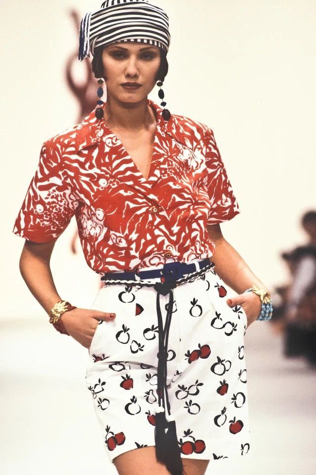 Yves Saint Laurent YSL Rive Gauche S/S 1994 Archive Printed Pencil Skirt Red M Size 27" / US 4 / IT 40 - 18 Thumbnail