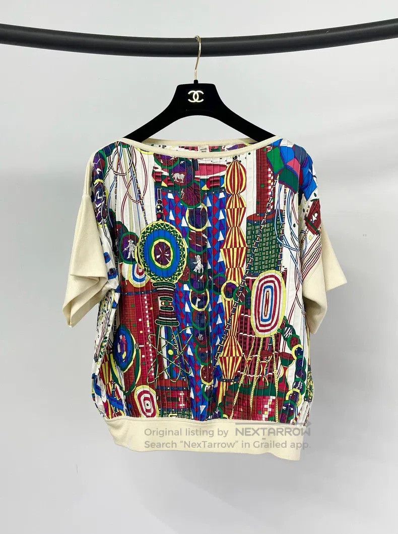 Hermes Hermes Silk print mixed top Size XS / US 0-2 / IT 36-38 - 1 Thumbnail