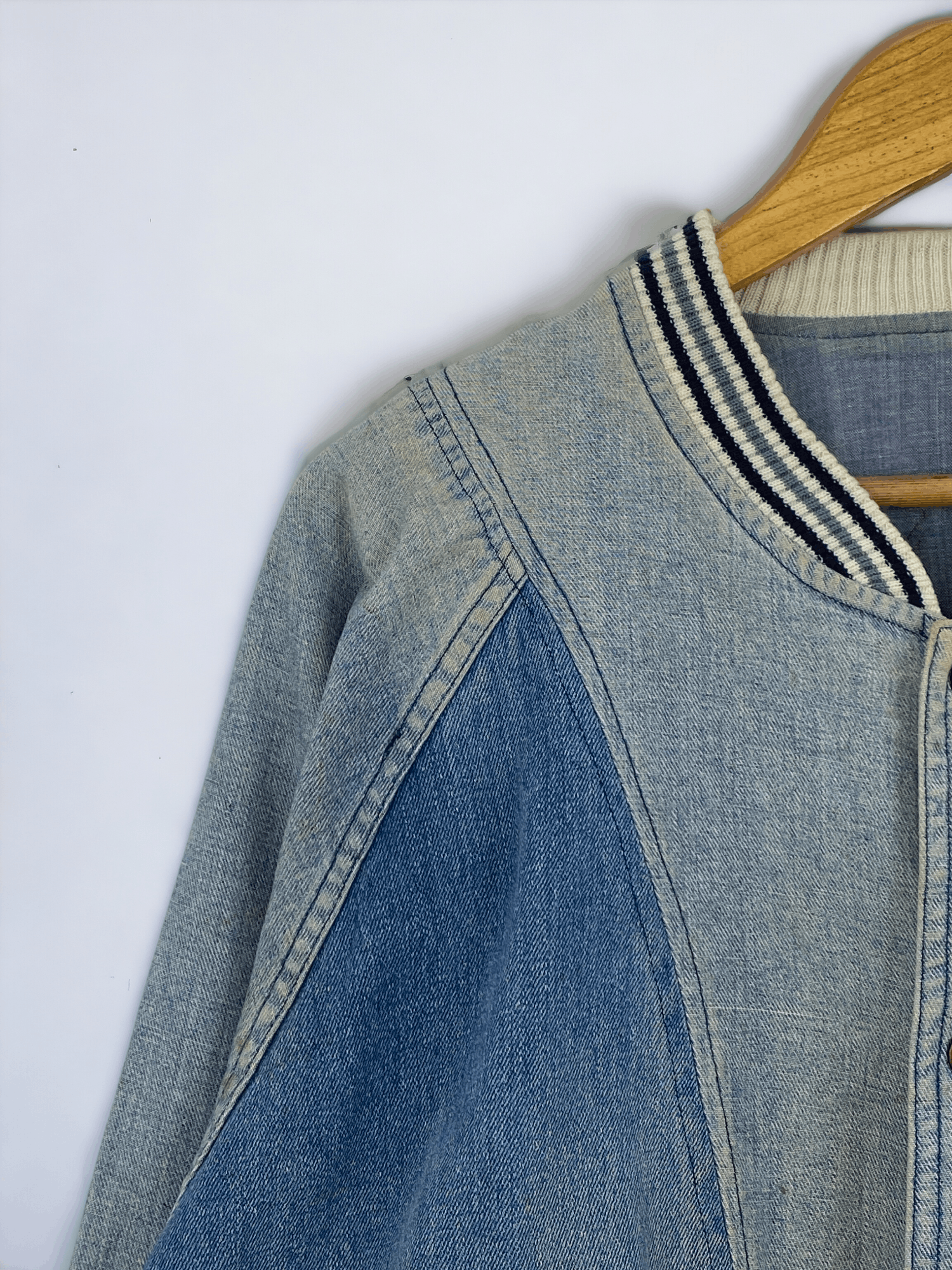 Japanese Brand Vintage 90s One Way Varsity Bomber Denim Jacket VA0005 Size US XL / EU 56 / 4 - 6 Thumbnail