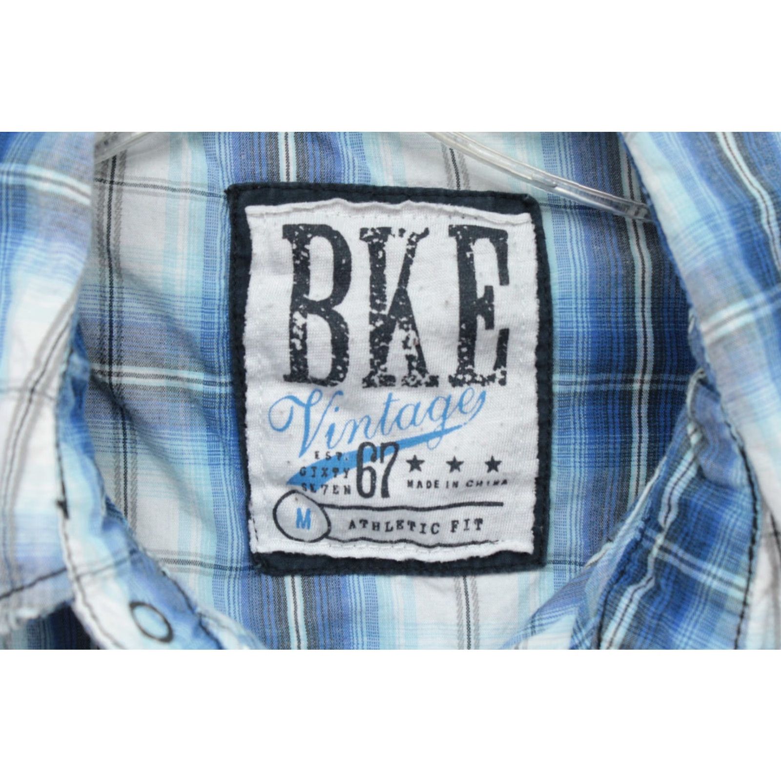 BKE BKE Shirt Men’s Medium Blue Plaid Athletic Fit Pearl Snap Embroidered Western Size US M / EU 48-50 / 2 - 7 Thumbnail