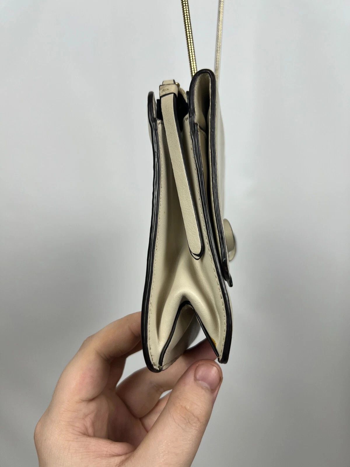 Reiss Reiss Shoulder Bag Clutch Ivory Real Leather Metal Сhain Size ONE SIZE - 5 Thumbnail