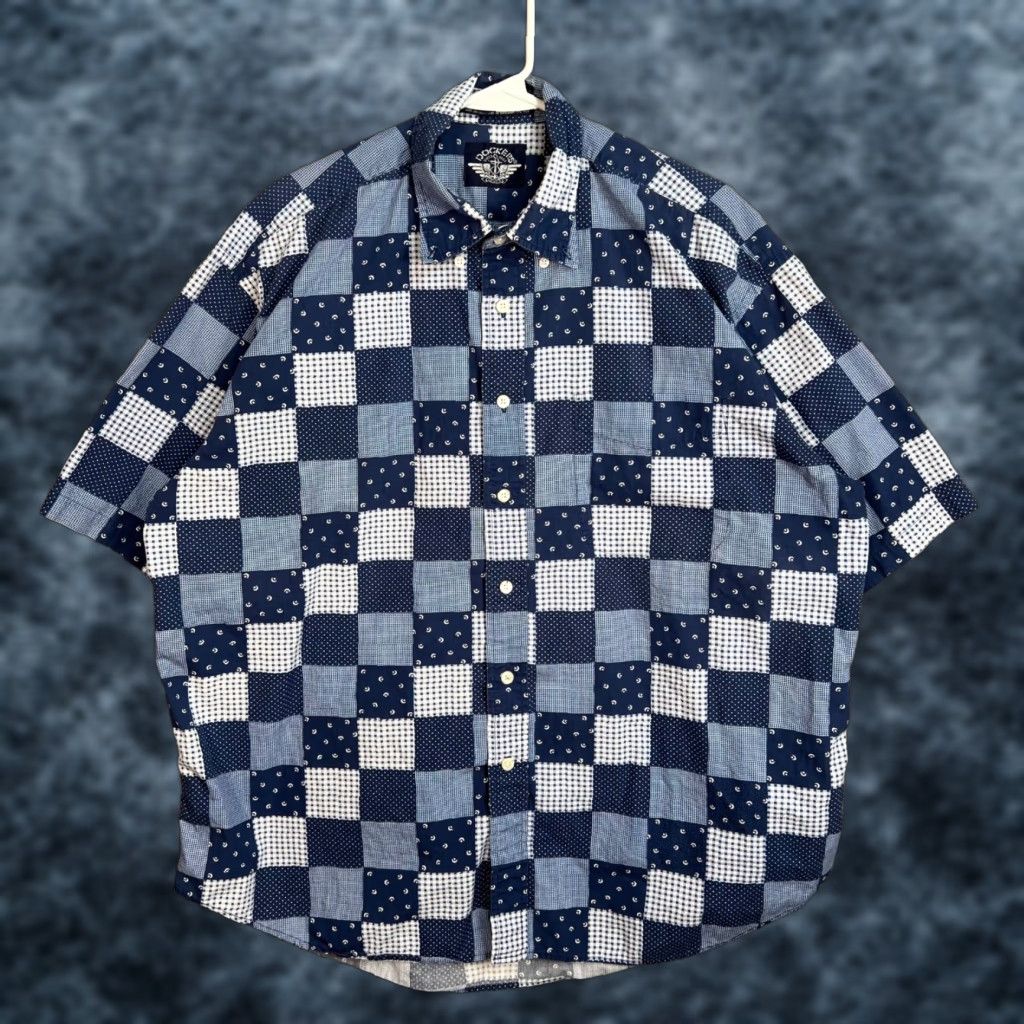 Dockers DOCKERS Mens Large Blue Patchwork Short Sleeve Button-Down Shirt 100% Cotton Size US L / EU 52-54 / 3 - 1 Thumbnail