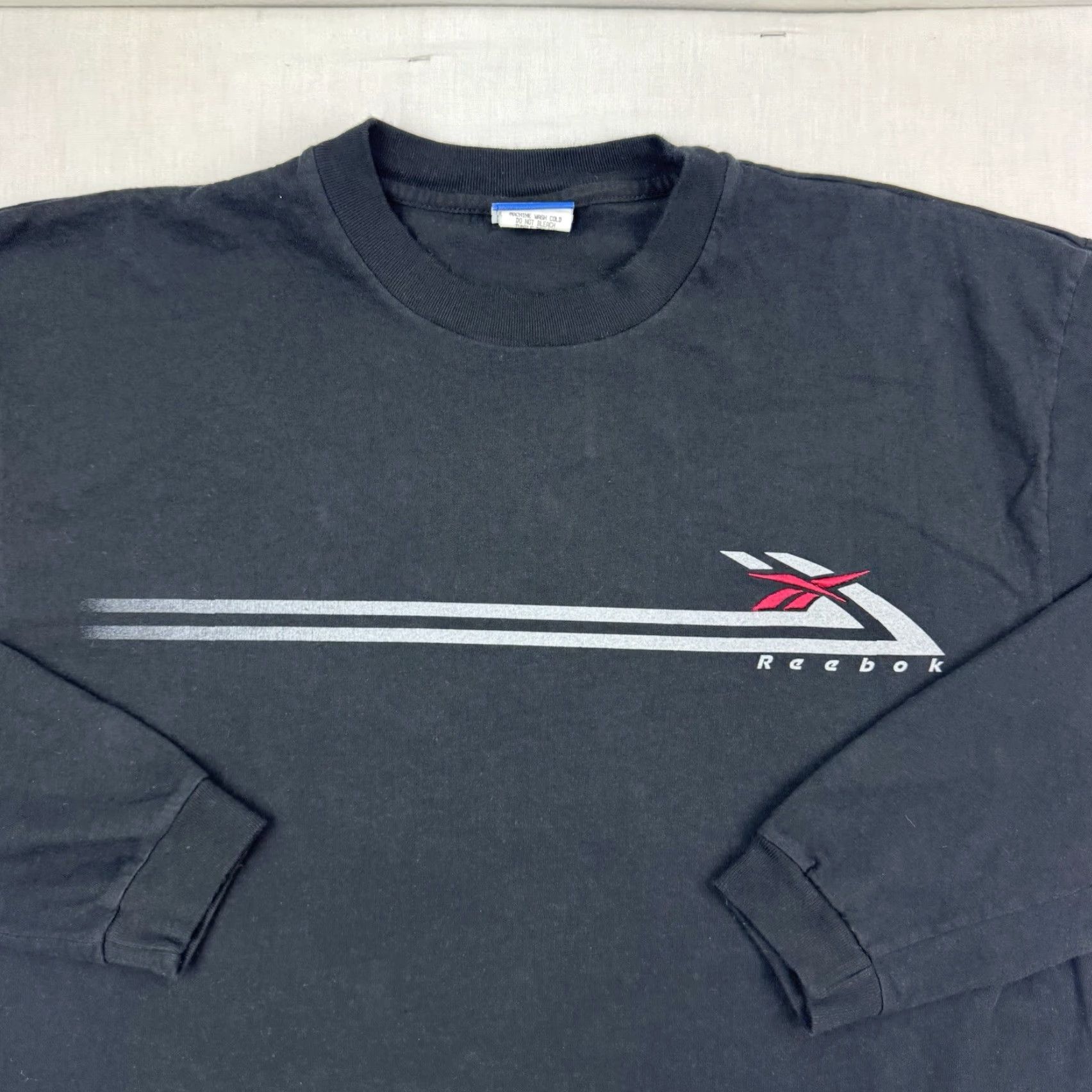 Reebok VINTAGE Reebok Long Sleeve Shirt Mens Adult Large Black 90s Y2K Embroidery Cotton Crew Neck Vintage Size US L / EU 52-54 / 3 - 2 Thumbnail