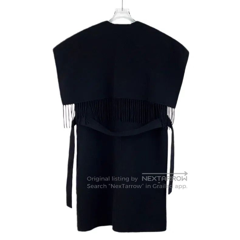 Hermes Hermes Black Cashmere Fringe Sleeveless Belted Coat Size XXS / US 00 / IT 34 - 2 Thumbnail