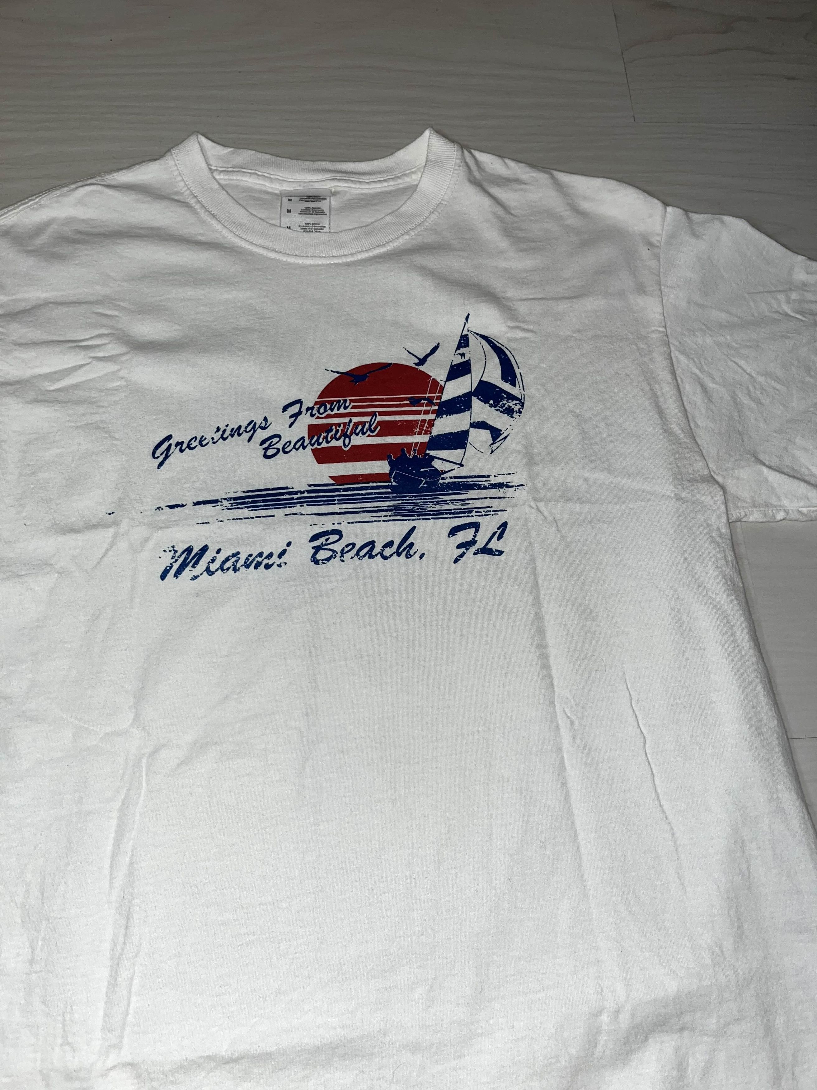 Vacation × Vintage Y2K Miami Beach Florida Tourist Graphic Tee Size US M / EU 48-50 / 2 - 3 Thumbnail