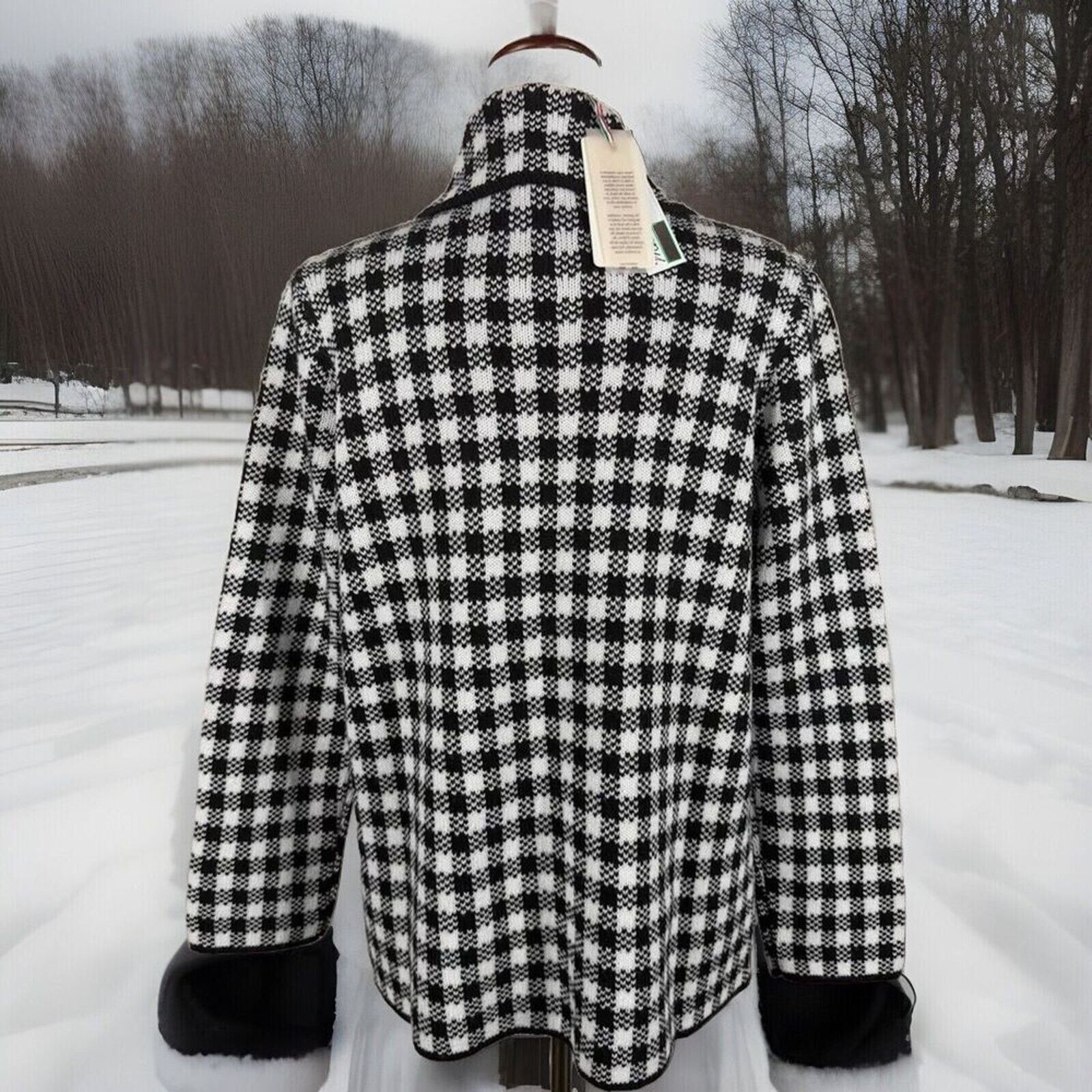 BIANCA CHANDON NWT BIANCA G. Size L HOUINDSTOOTH Knit Jacket Made Italy Size L / US 10 / IT 46 - 2 Thumbnail