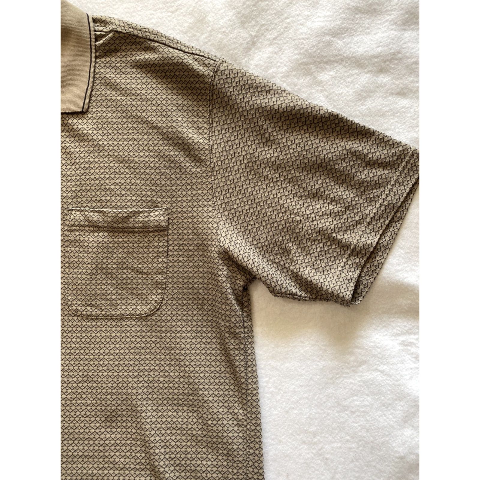 Van Heusen Van Heusen Men's Polo Shirt L Golf Pocket Casual Business / 16-11 Plaid Brown Beige Cotton/Poly Knit Shirt Men Regular Size US L / EU 52-54 / 3 - 2 Thumbnail