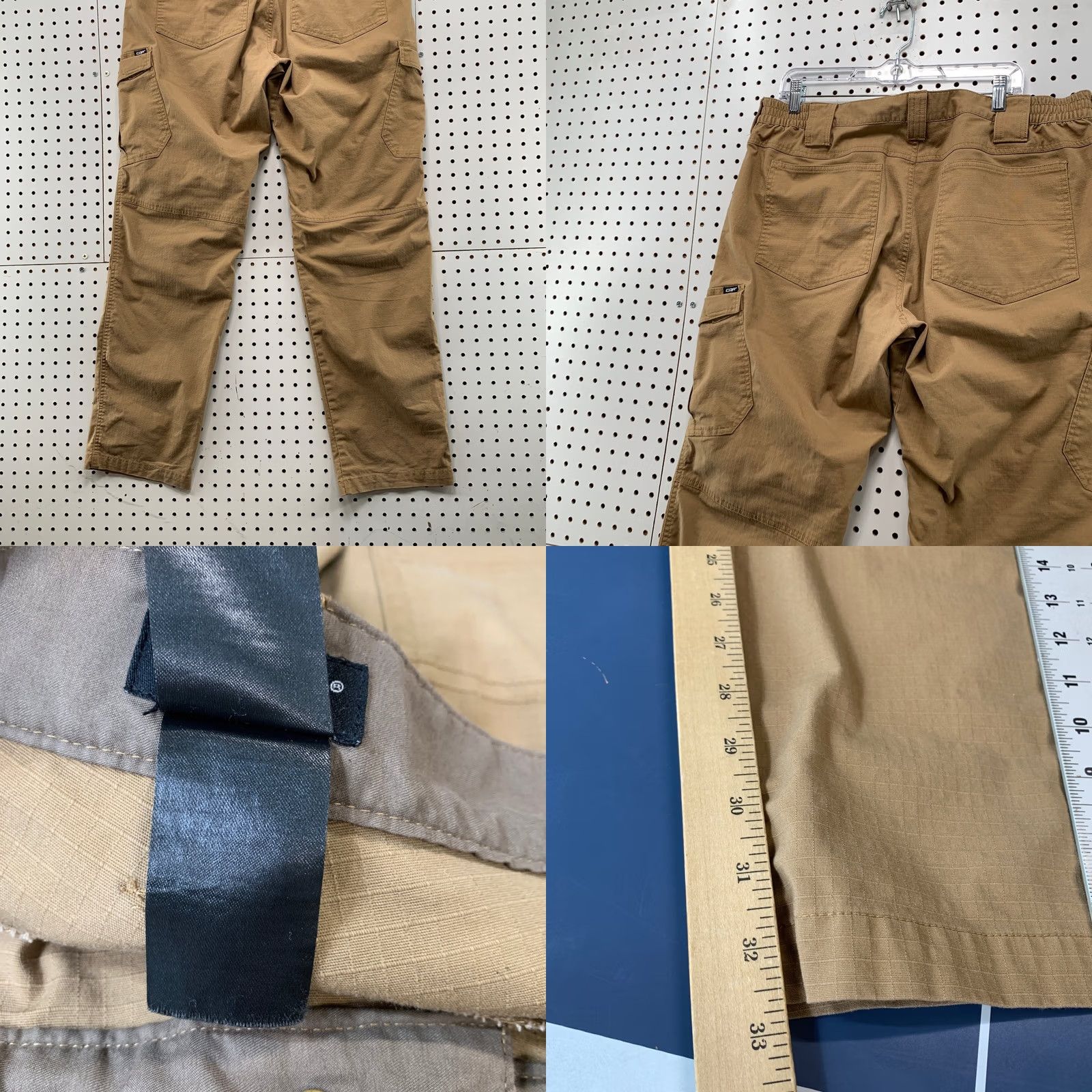 Vintage CQR Cargo Utility Pants Mens 38x33 Brown Work Wear Rip Stop Cargo Pants Mens 38 Brown Workwear Canvas Cotton Zip Pocket Straight Front 33 Inseam Mens Size US 38 / EU 54 - 9 Thumbnail