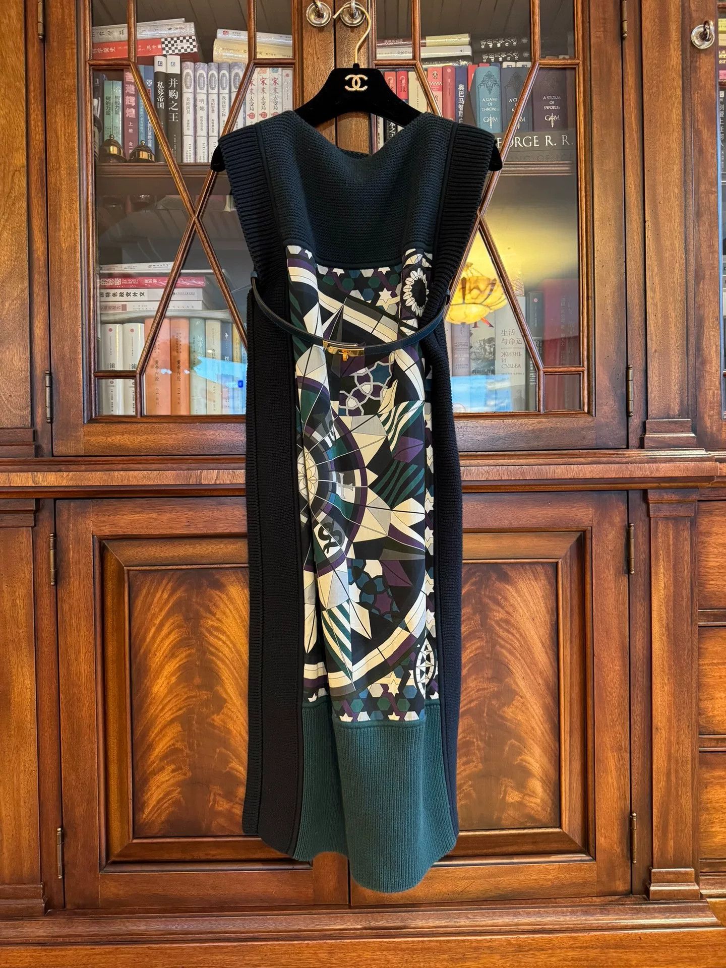 Hermes Sleeveless Printed Long Dress