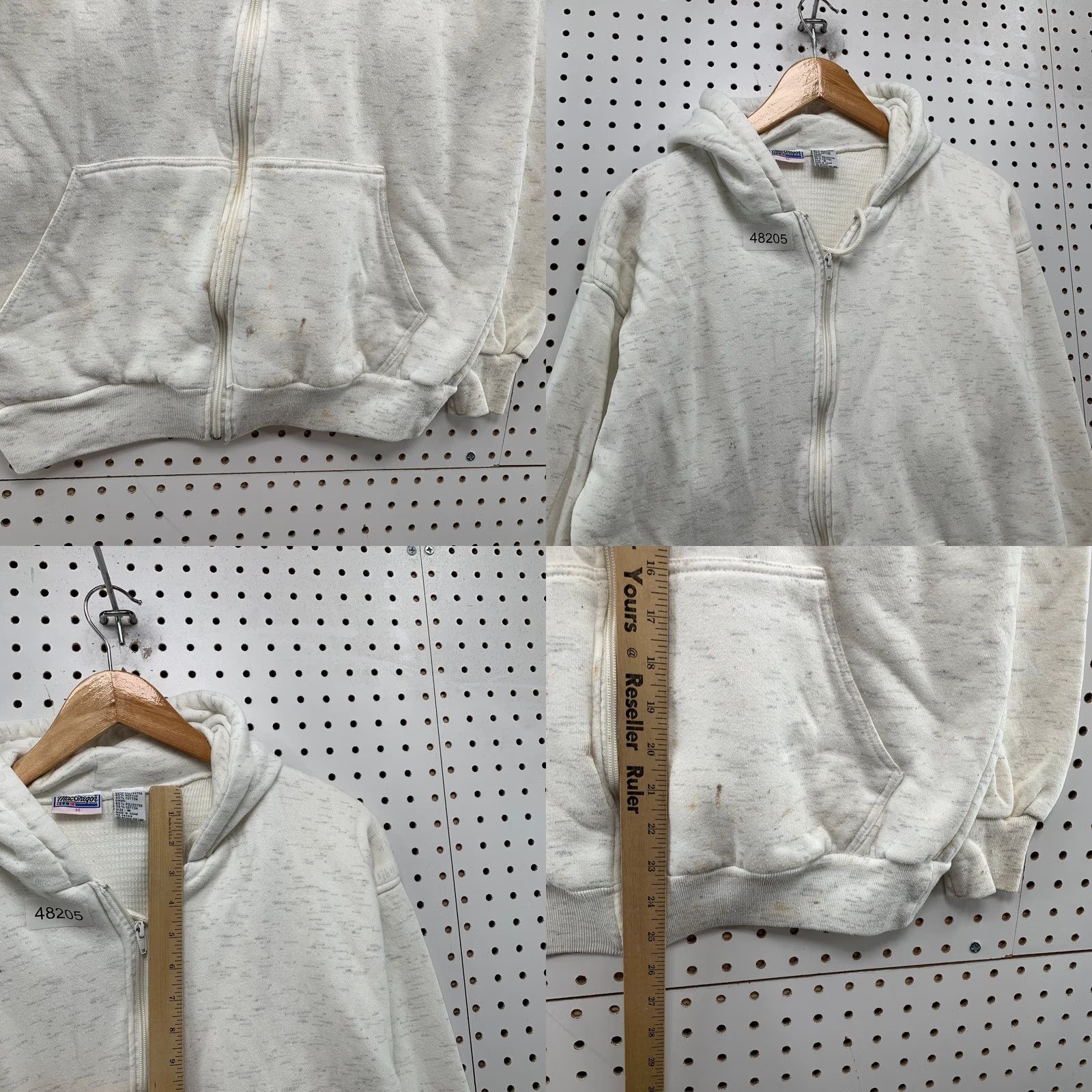 McGregor MacGregor Hoodie Mens Medium White Thermal Lined Heavyweight Vintage Sweatshirt Size US M / EU 48-50 / 2 - 8 Thumbnail