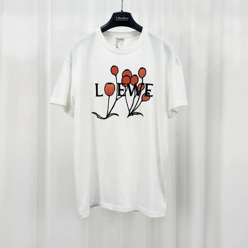 Loewe Loewe Embroidered Logo White T-Shirt for Men 0089 Size US XS / EU 42 / 0 - 1 Thumbnail