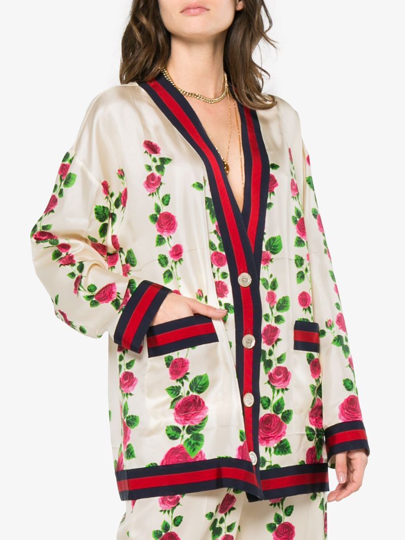 Gucci Gucci Rose Garden Print Silk Cardigan Size M / US 6-8 / IT 42-44 - 2 Thumbnail