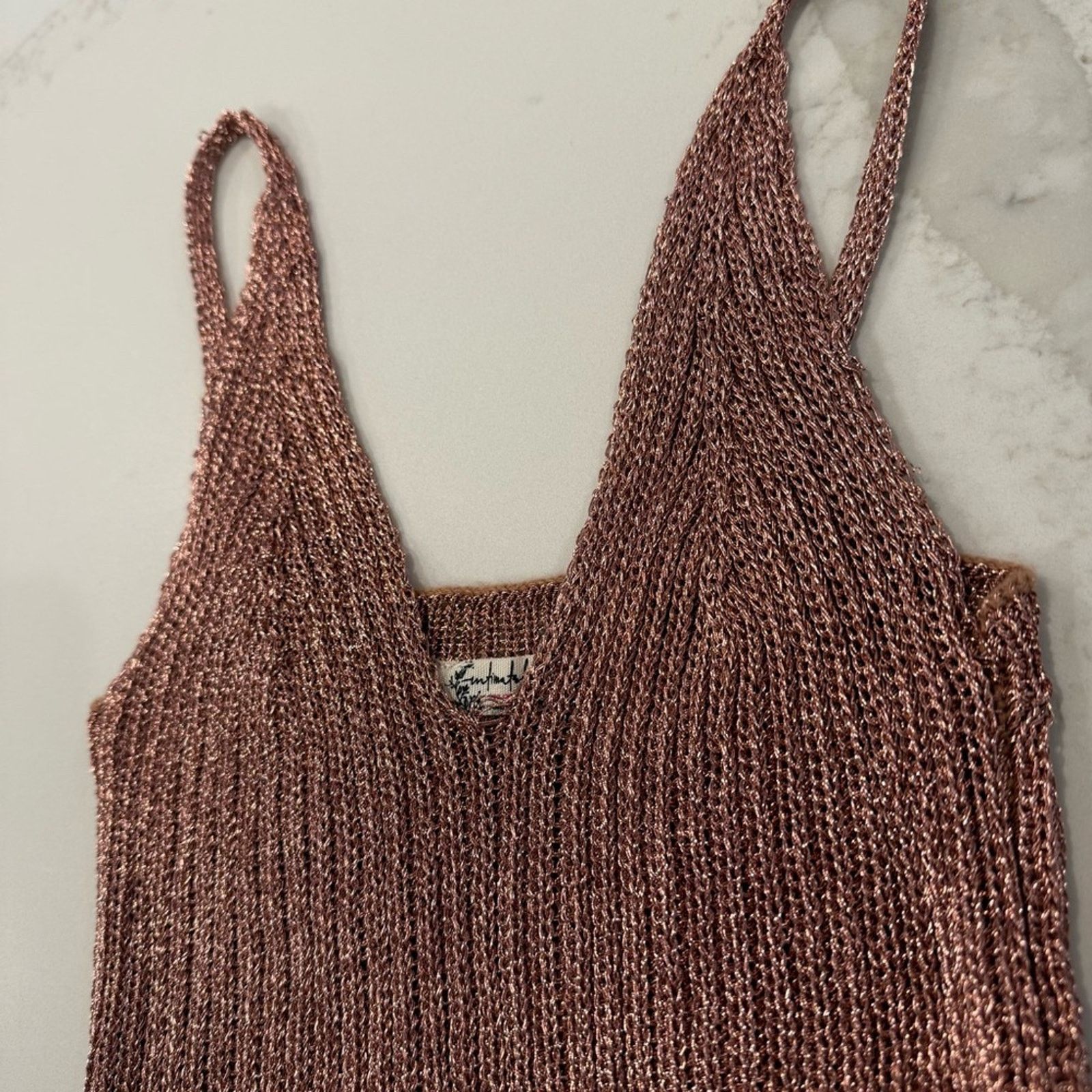 Free People Intimately Free People Rose Metallic Knit Bodysuit Womens XS Size XS / US 0-2 / IT 36-38 - 6 Thumbnail