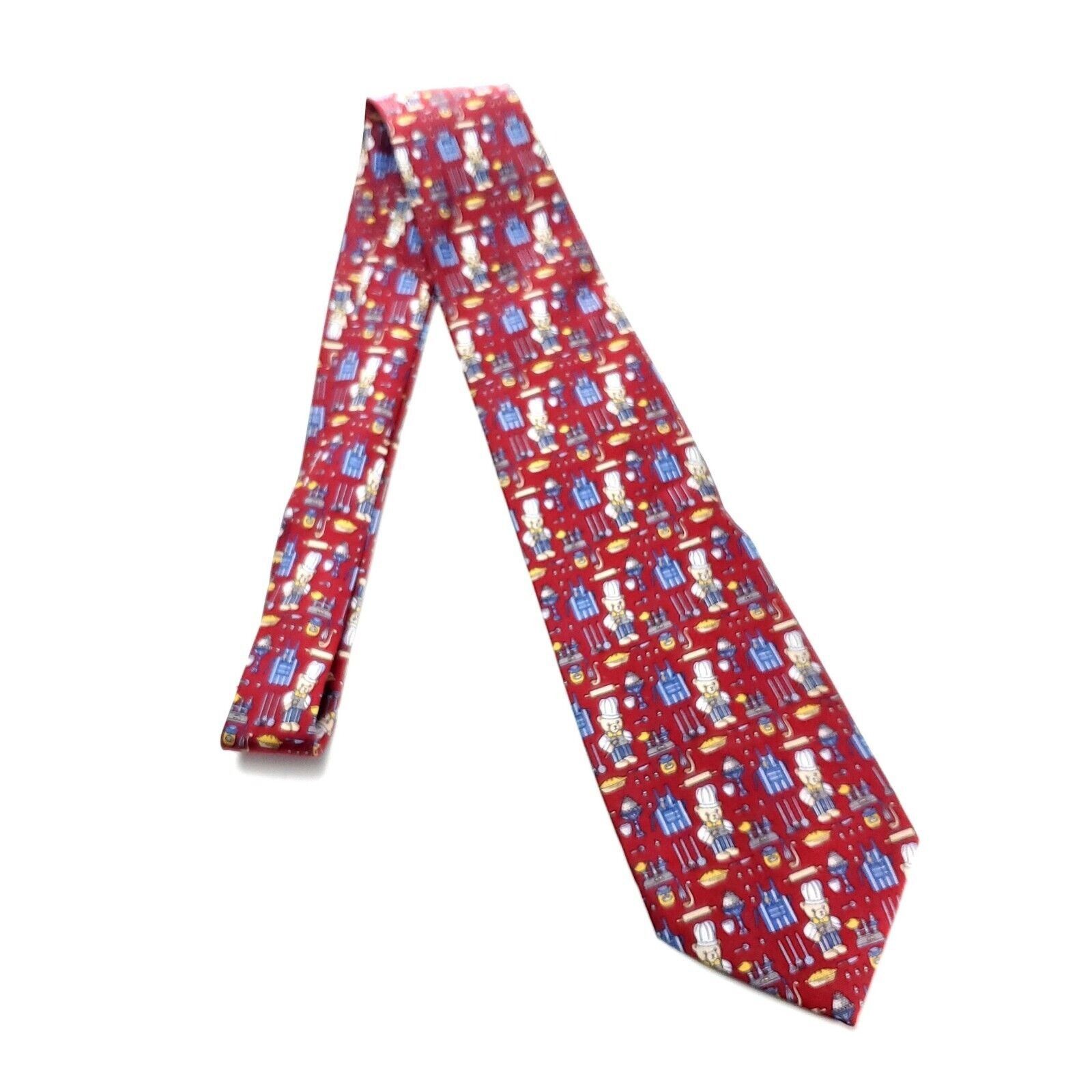Liberty London Liberty Of London Silk Tie Novelty Print Chef Bear Red Size ONE SIZE - 6 Thumbnail