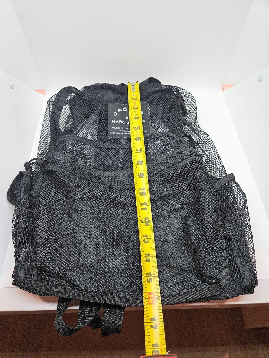 Marc Jacobs Marc Jacobs Black Mesh Backpack Adjustable Strap Zip Closure Size ONE SIZE - 12 Thumbnail