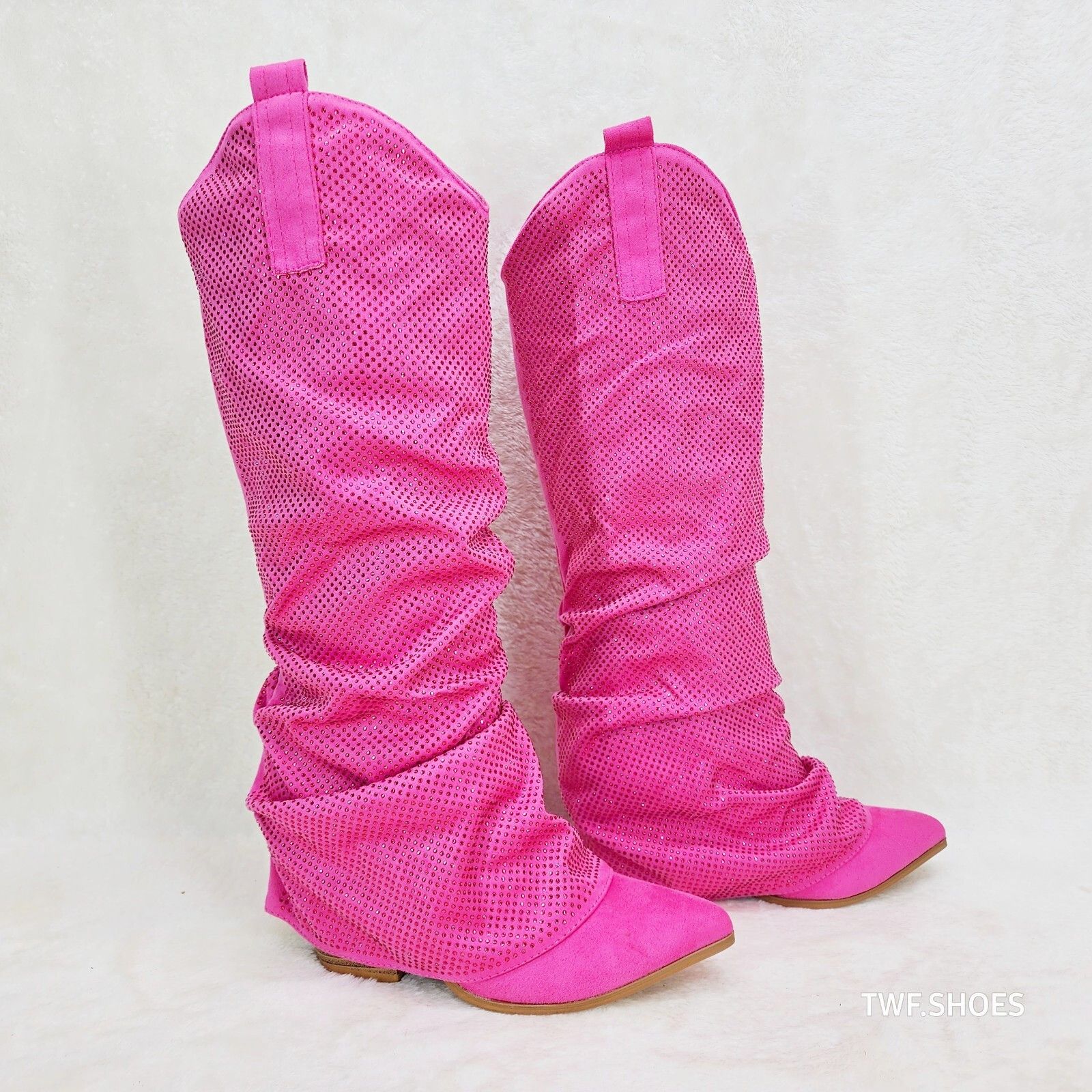 Other Country Twist Fuchsia Draped Rhinestone Fold Over Western Co Size US 11 / IT 41 - 5 Thumbnail