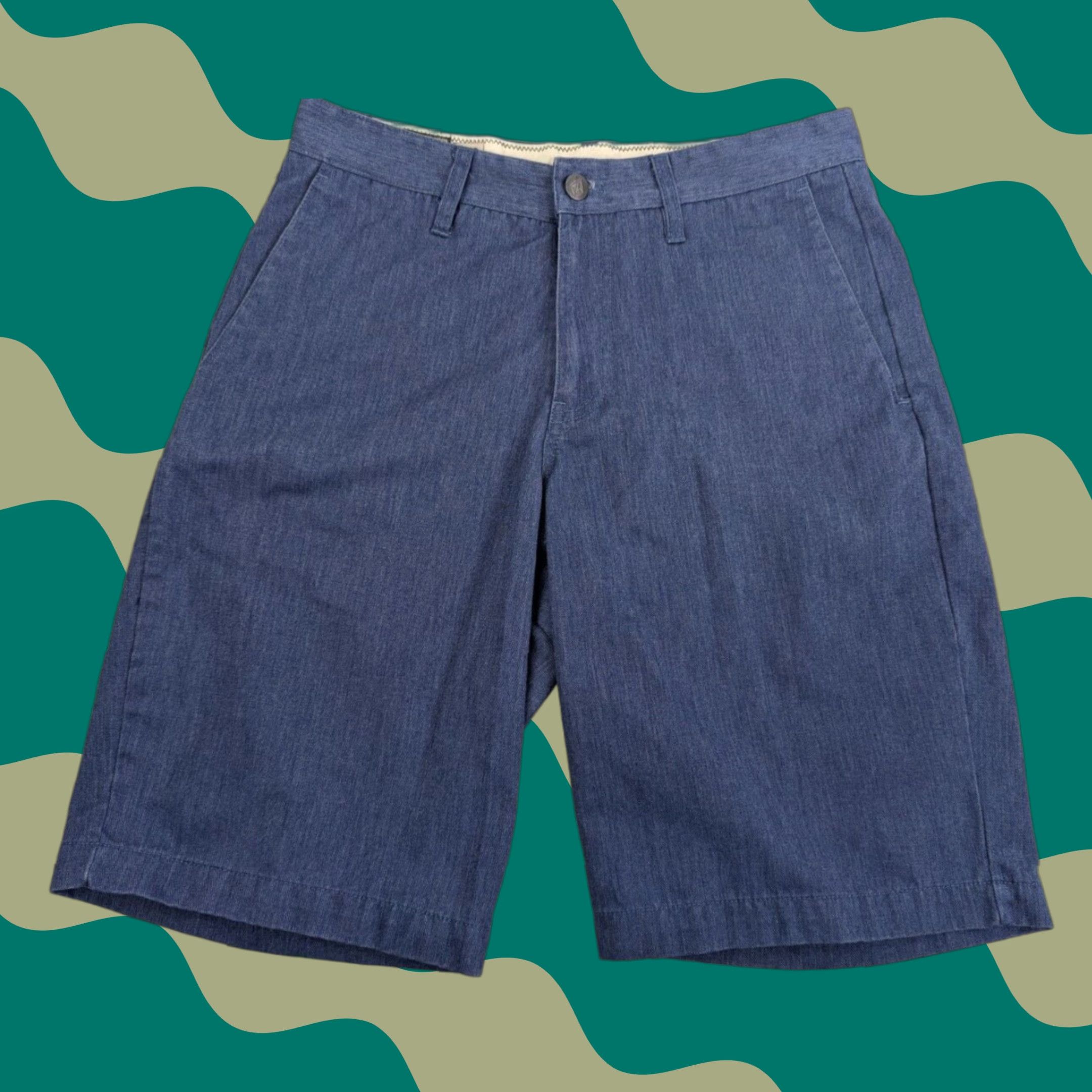 Volcom Volcom Shorts Men's 28 Blue Flat Front Chino Cargo Logo Pockets Regular - Outdoor Skater Casual Workwear Size US 28 / EU 44 - 1 Thumbnail