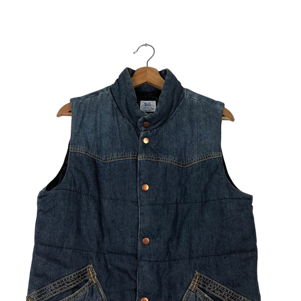 Japanese Brand Classic USA-Made Work Vest — Sanforized Denim Copper Buttons Size US M / EU 48-50 / 2 - 4 Thumbnail