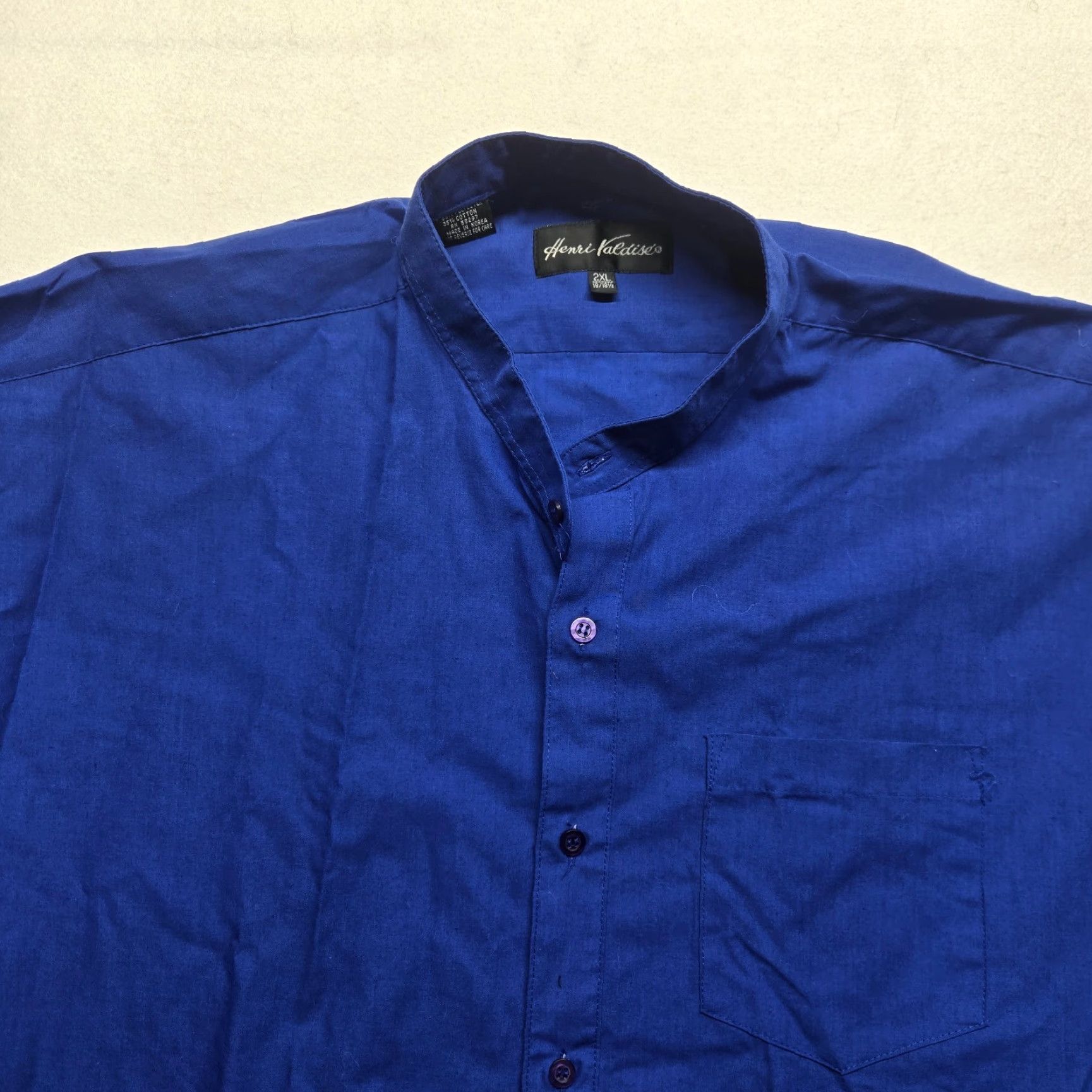 Vintage Henri Valdise Solid Blue Long Sleeve Button Up Shirt Adult Men's 2XL Blue 2XL Shirt Mens 2XL Button-Up Solid Blue Long Sleeve Henri Valdise Size US XXL / EU 58 / 5 - 2 Thumbnail