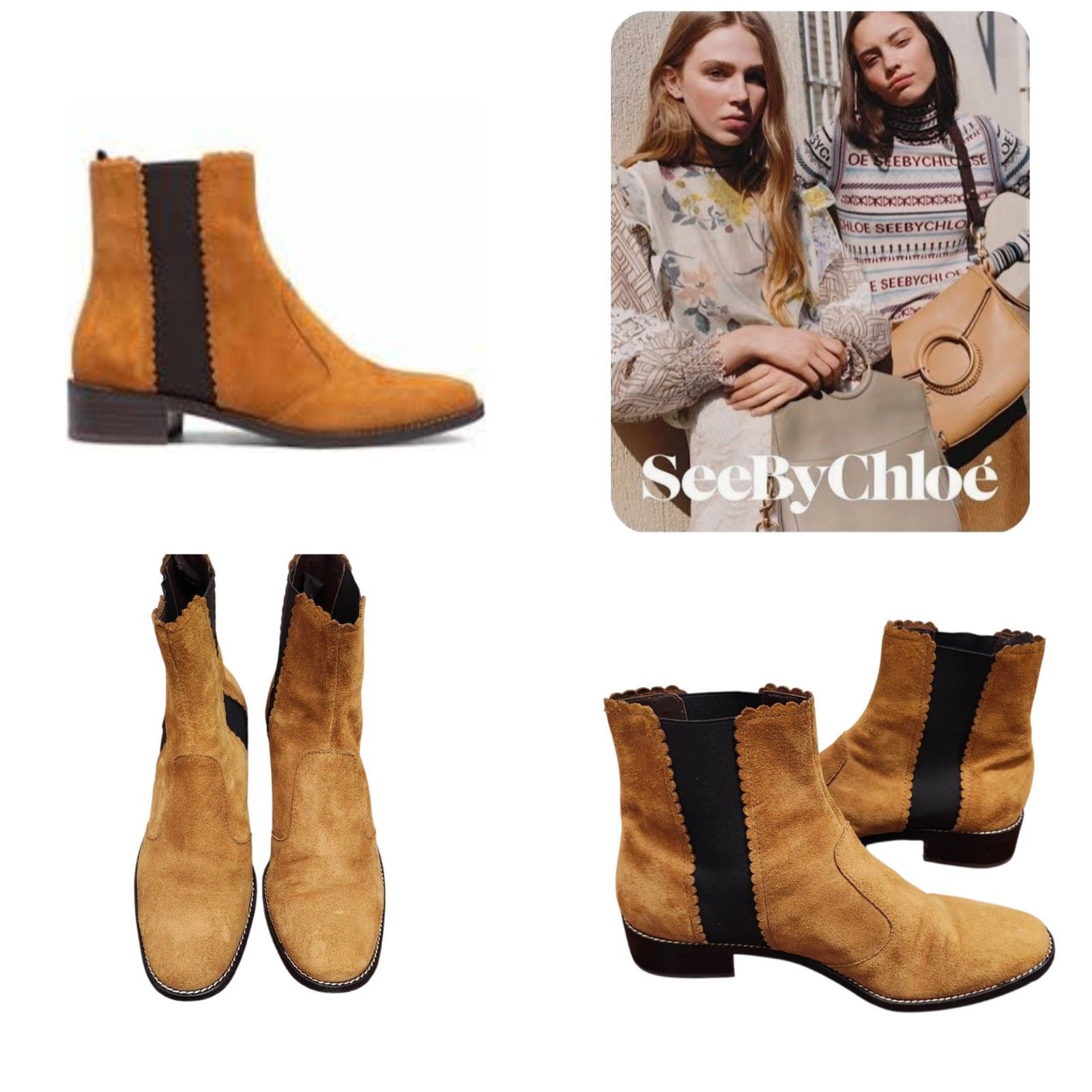 See by Chloe See By Chloe Tan Suede Ankle Size 41 US 10 Scalloped Trim Size US 10 / IT 40 - 13 Thumbnail